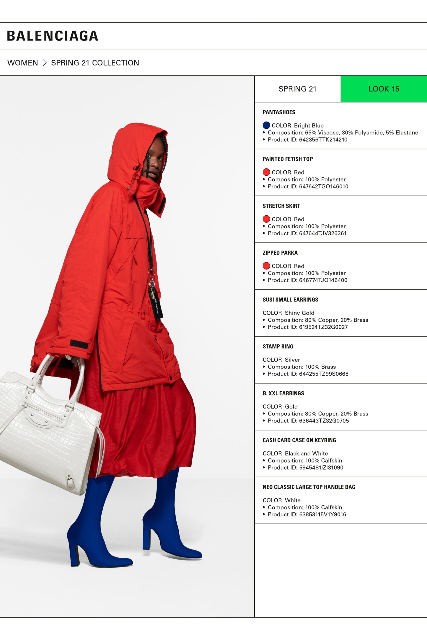 red parka with black pants