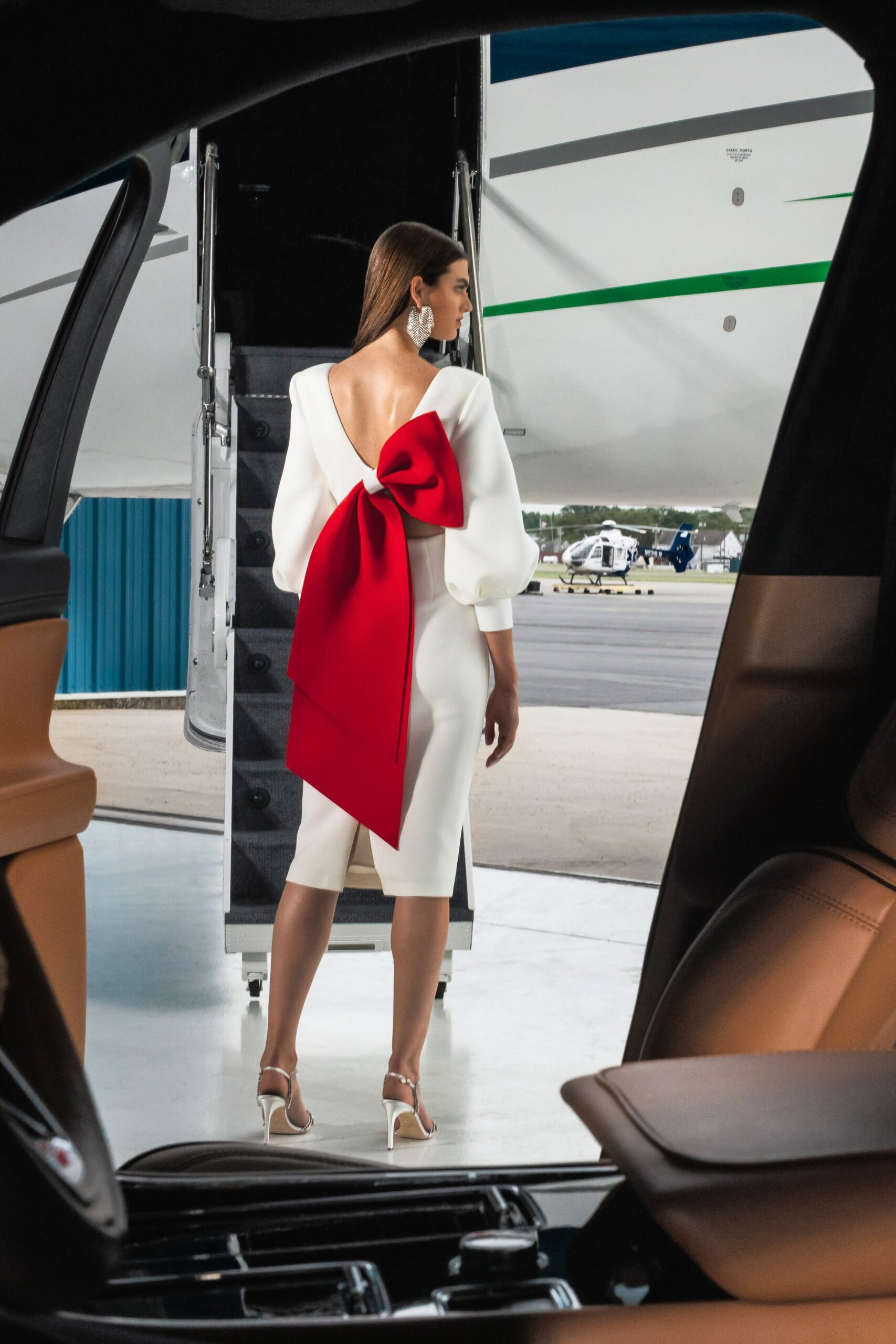 white silk fitted midi dress