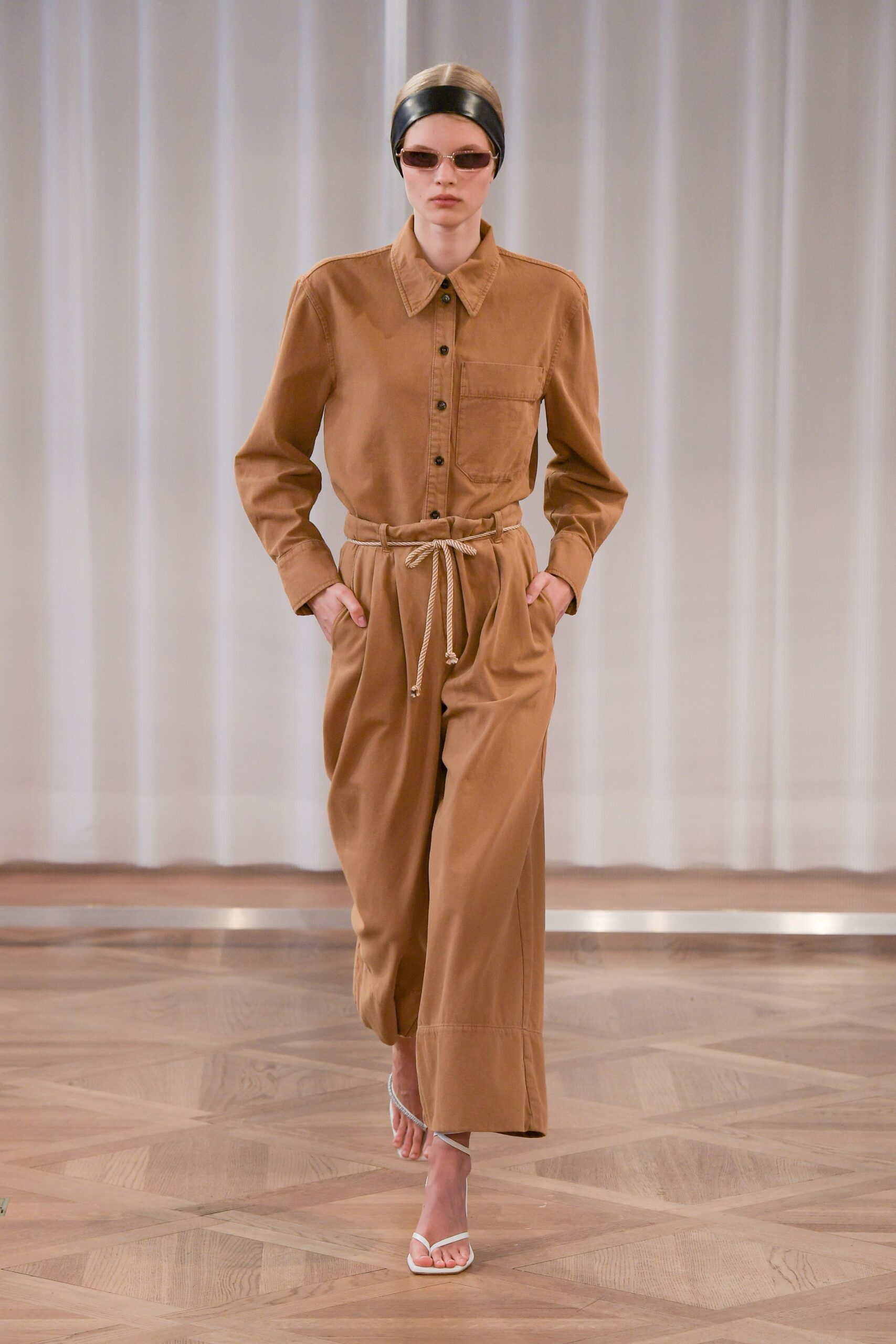 brown relaxed cotton jumpsuit