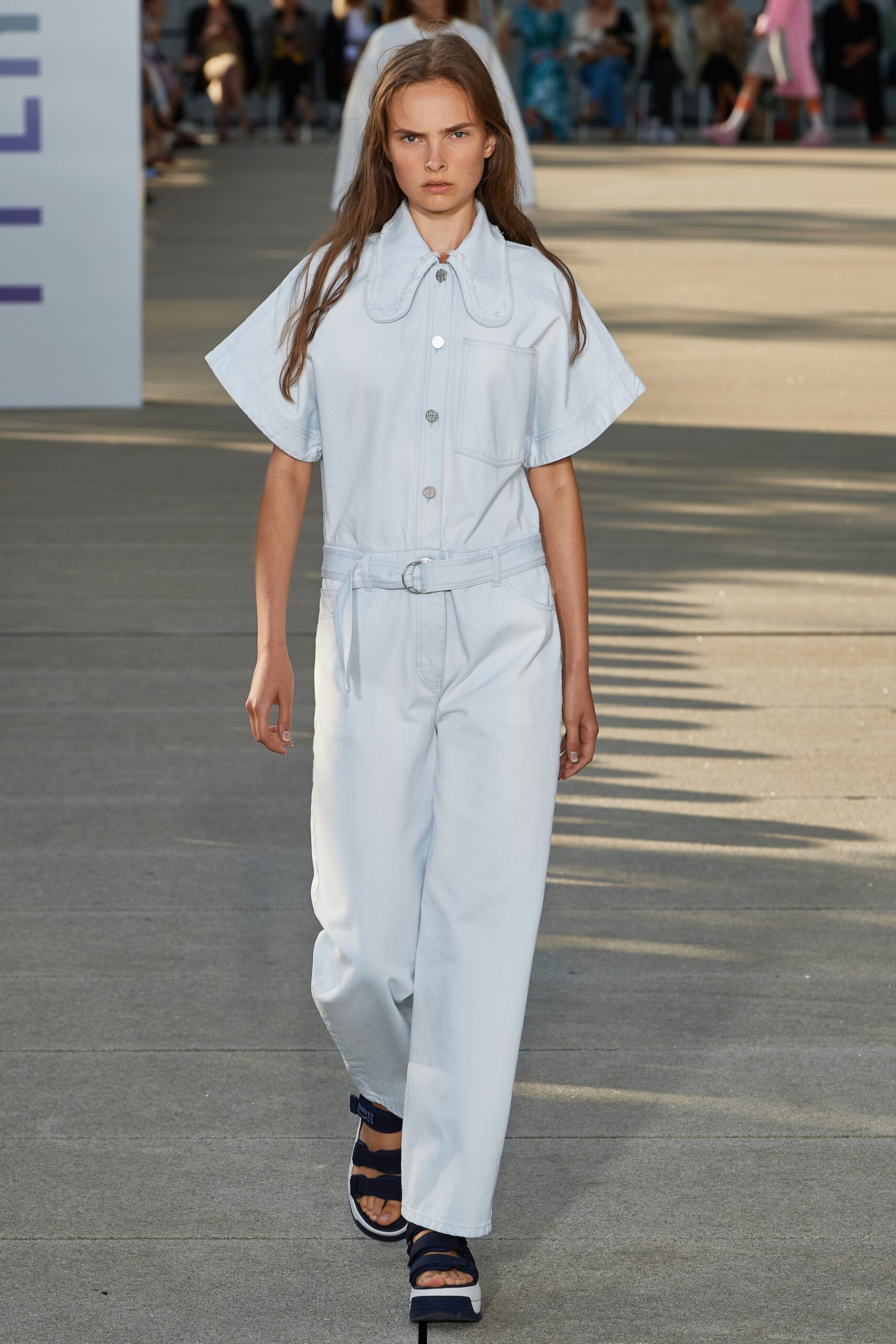 blue denim relaxed jumpsuit