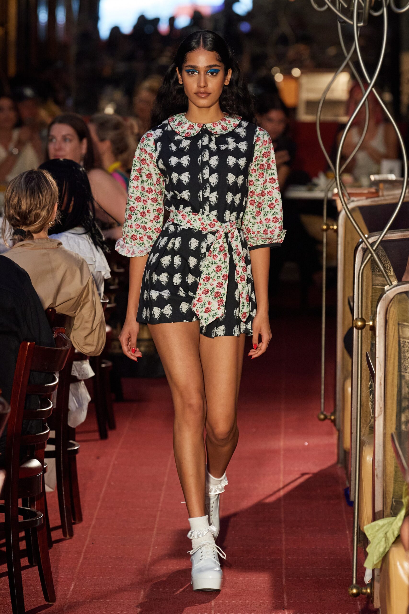 black floral short-sleeve romper