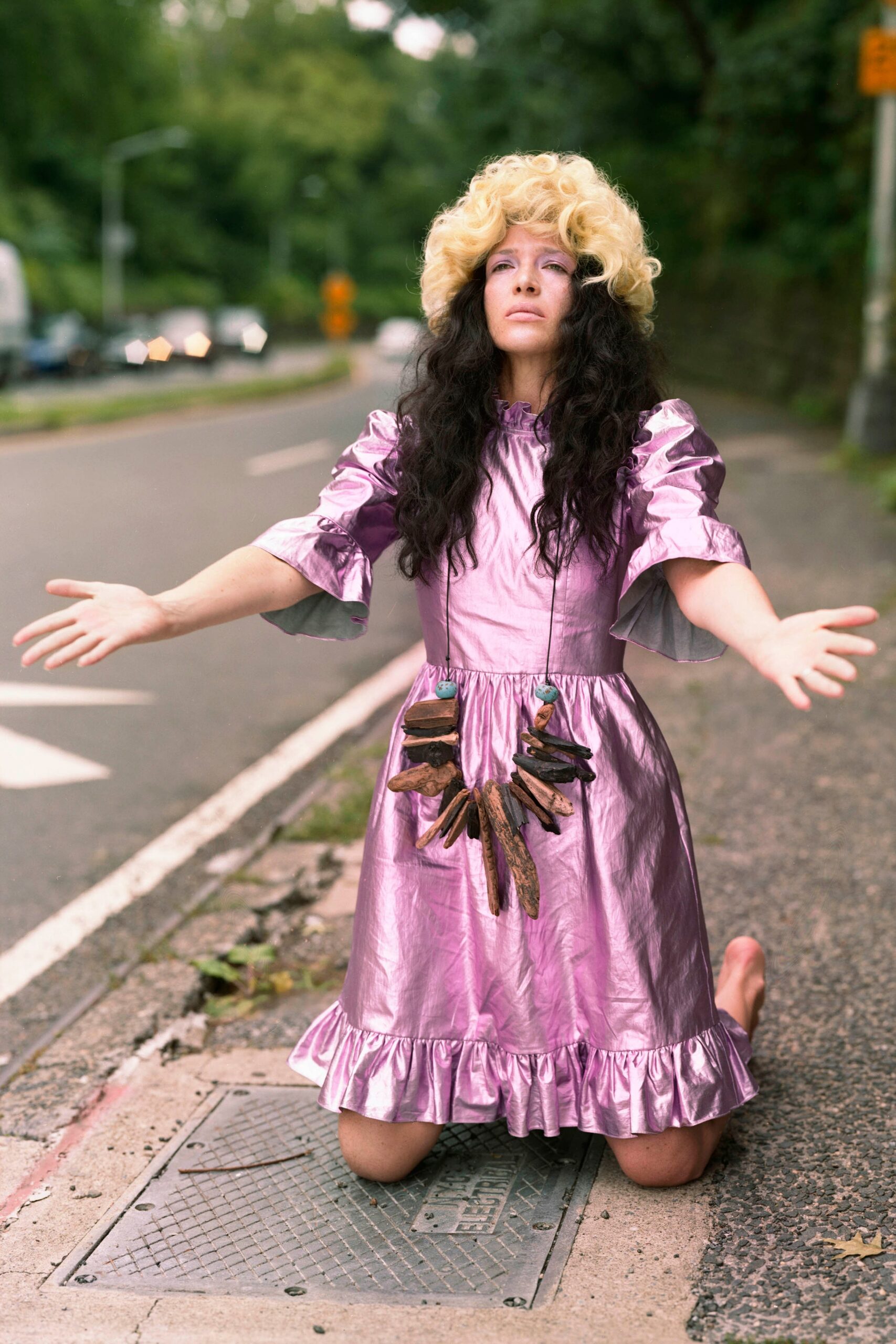 pink satin mini dress