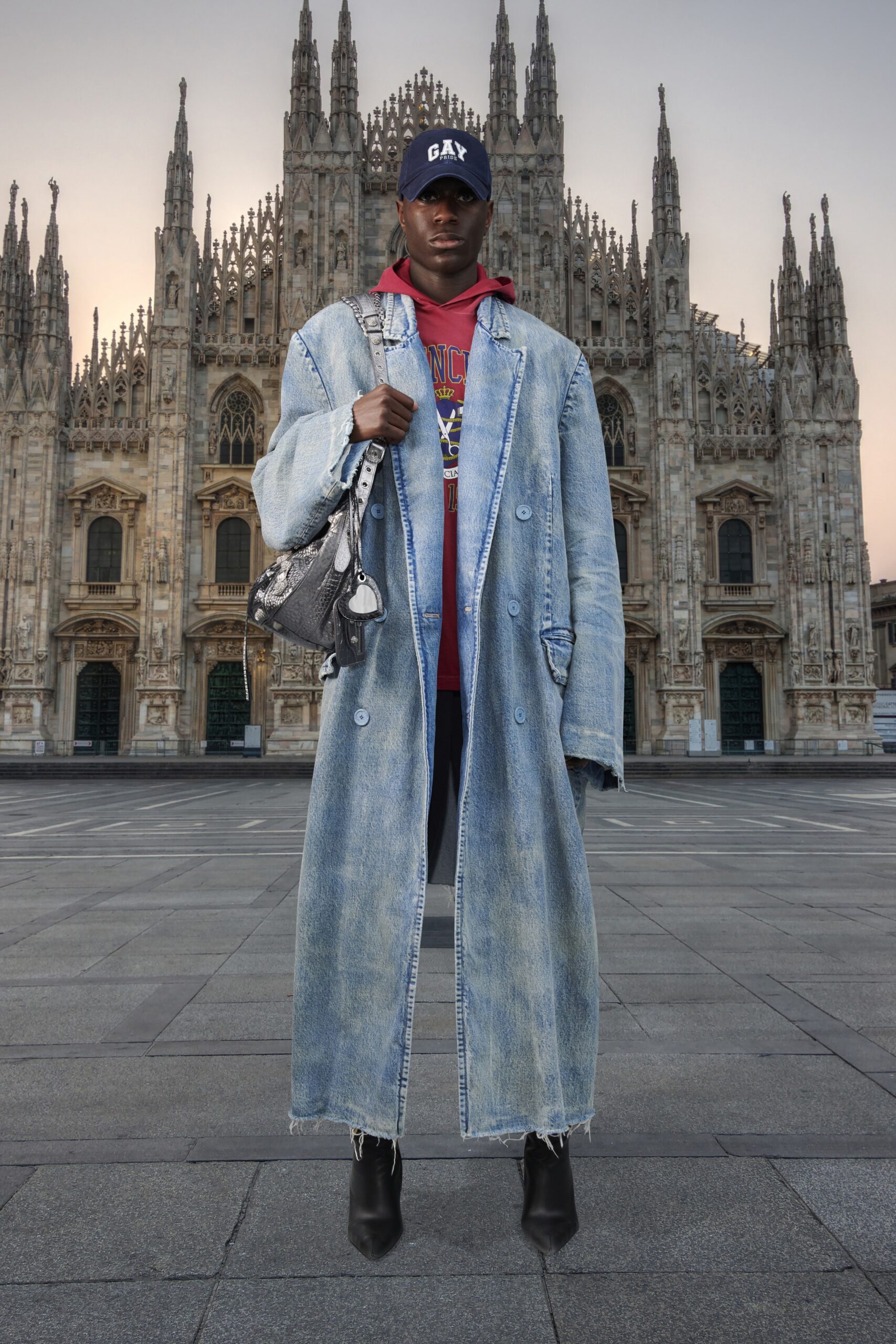 oversized denim coat with hoodie