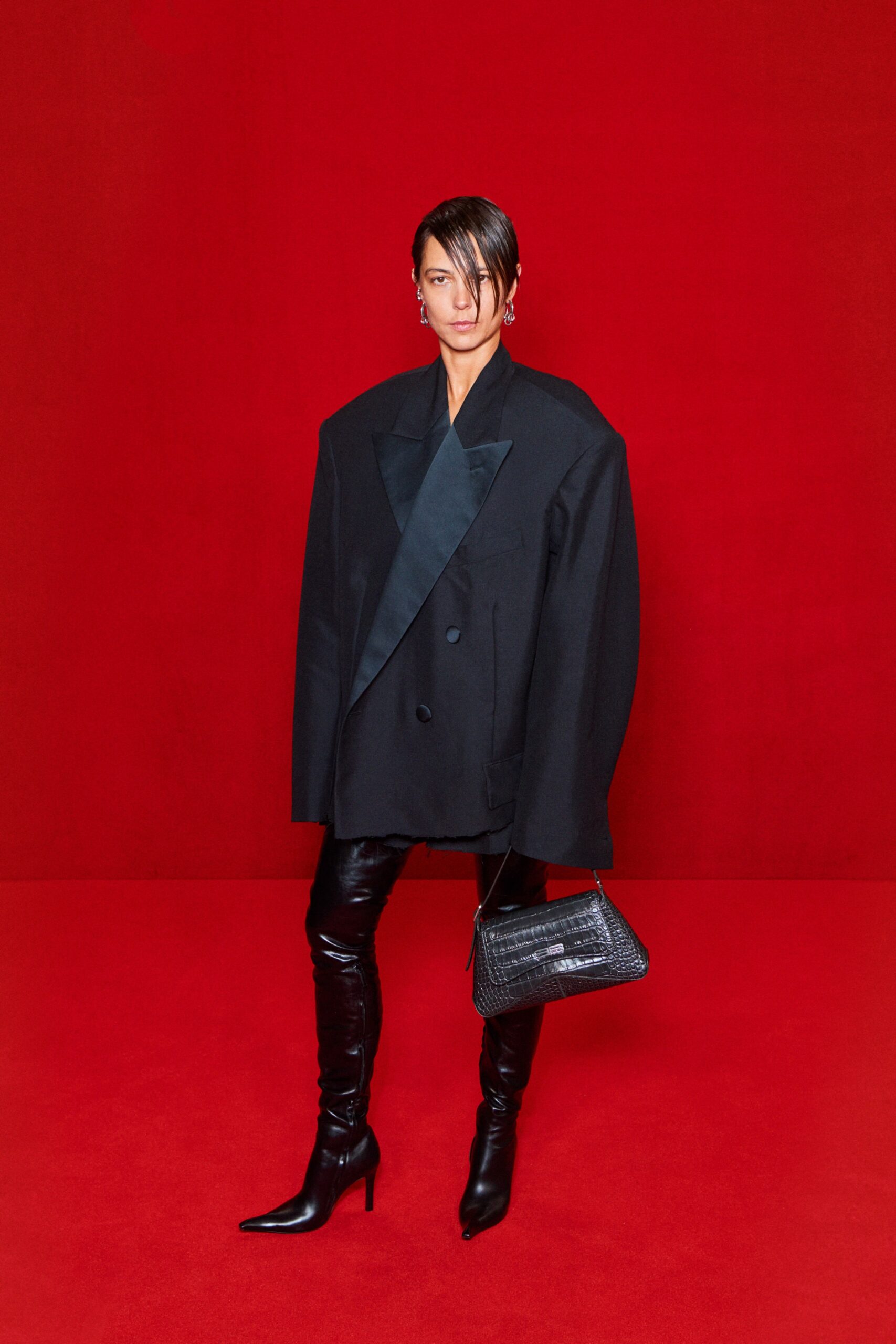 black leather textured bag