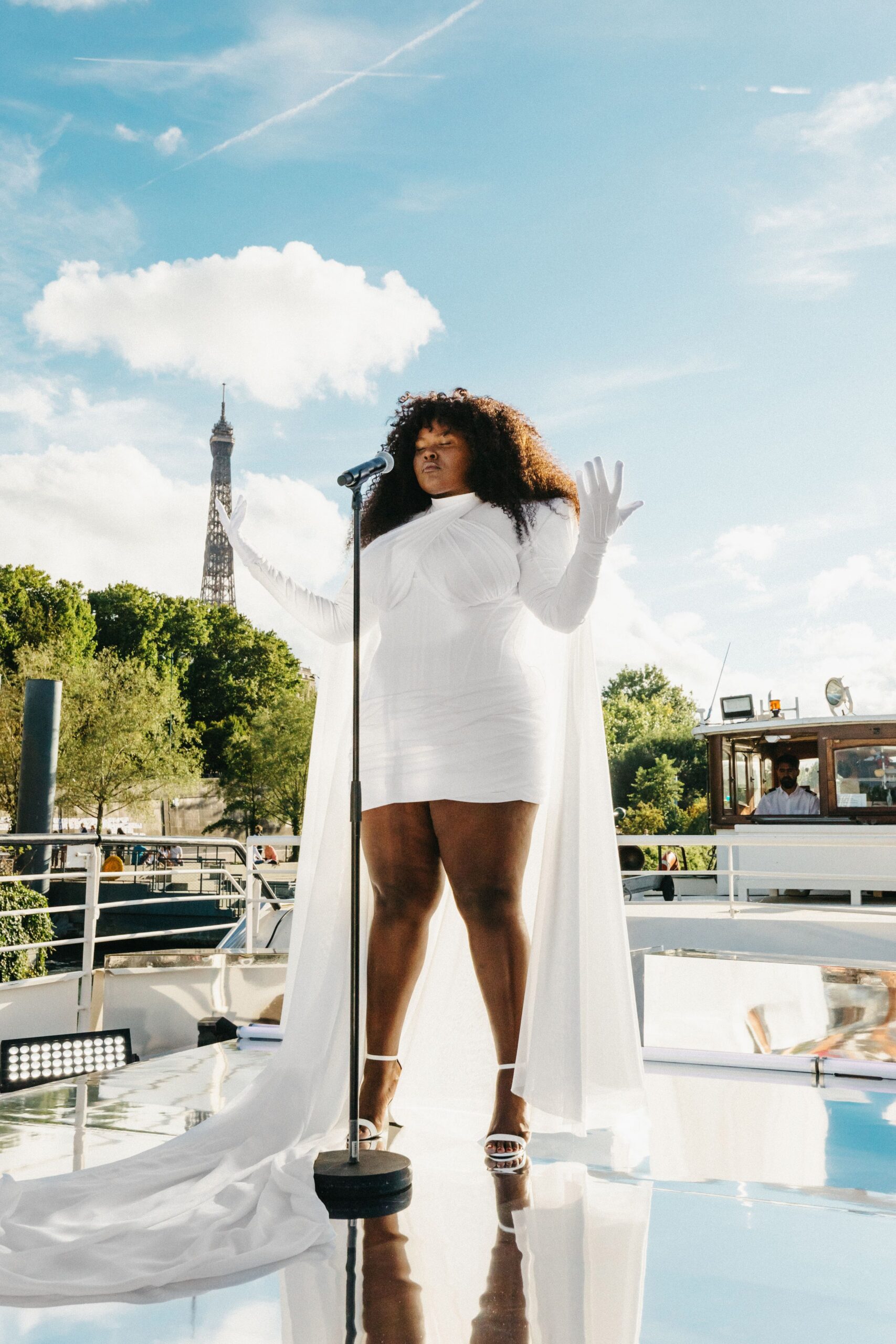 white silk relaxed draped flowing cape