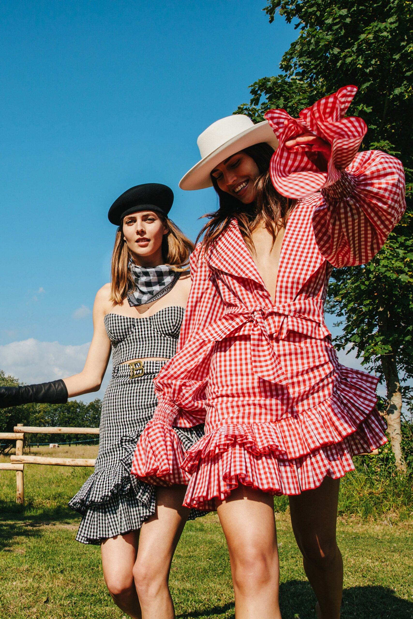 red and white ruffled mini dress