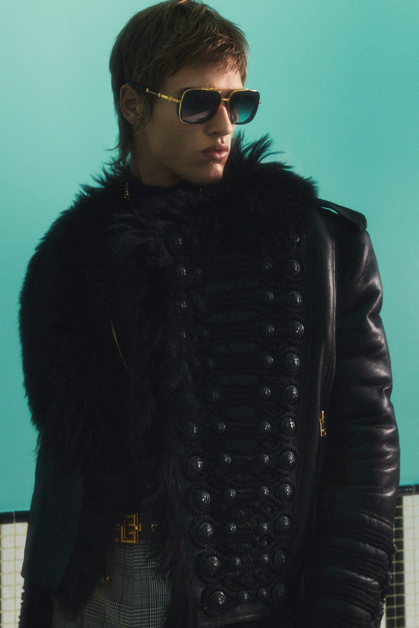 fitted black leather jacket