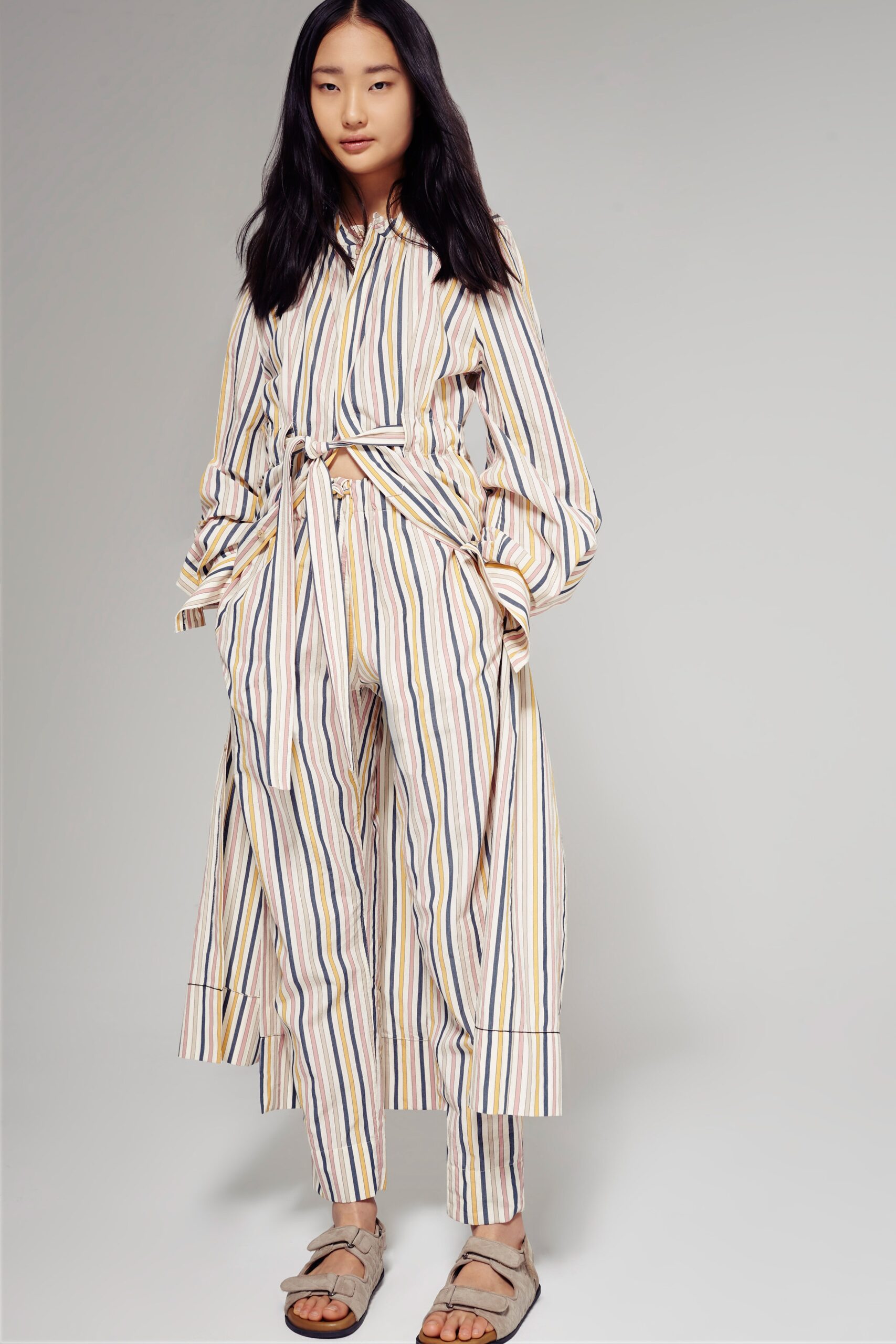 striped cotton relaxed jumpsuit