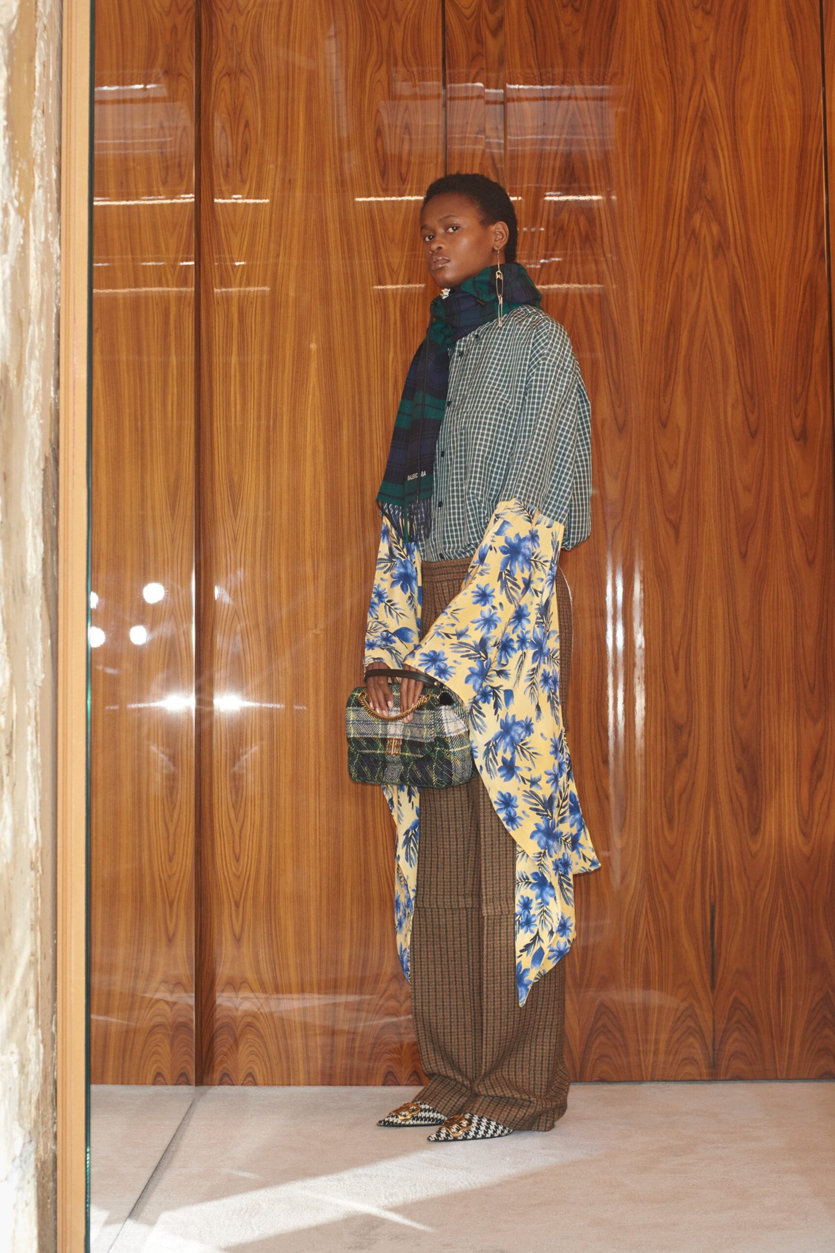 relaxed floral blouse with striped pants