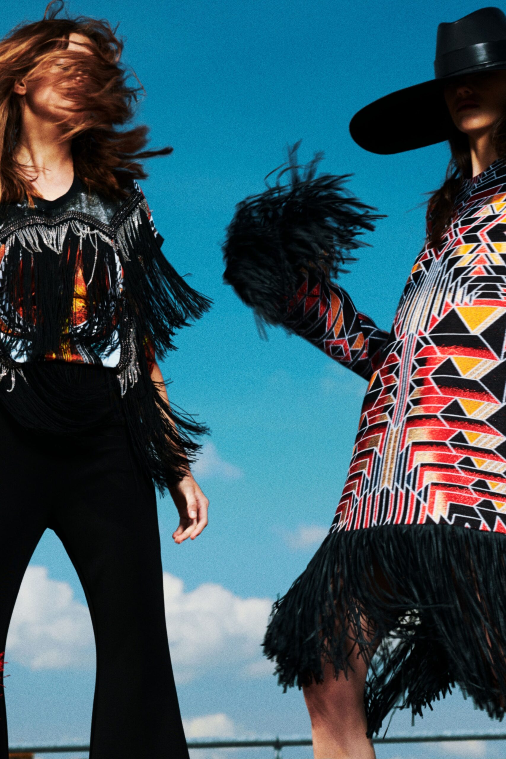 fringed printed top and dress