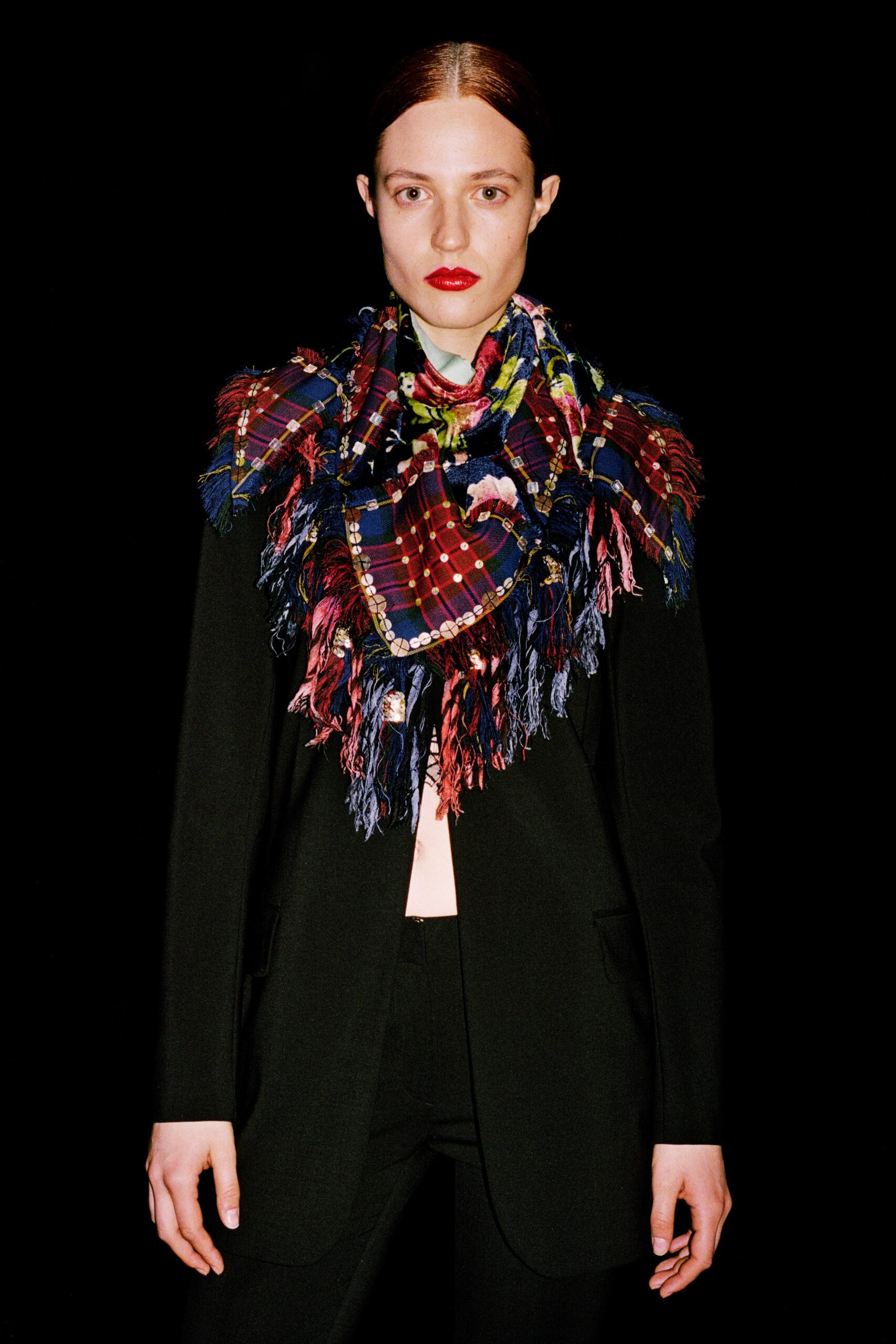 multi cotton fringed scarf