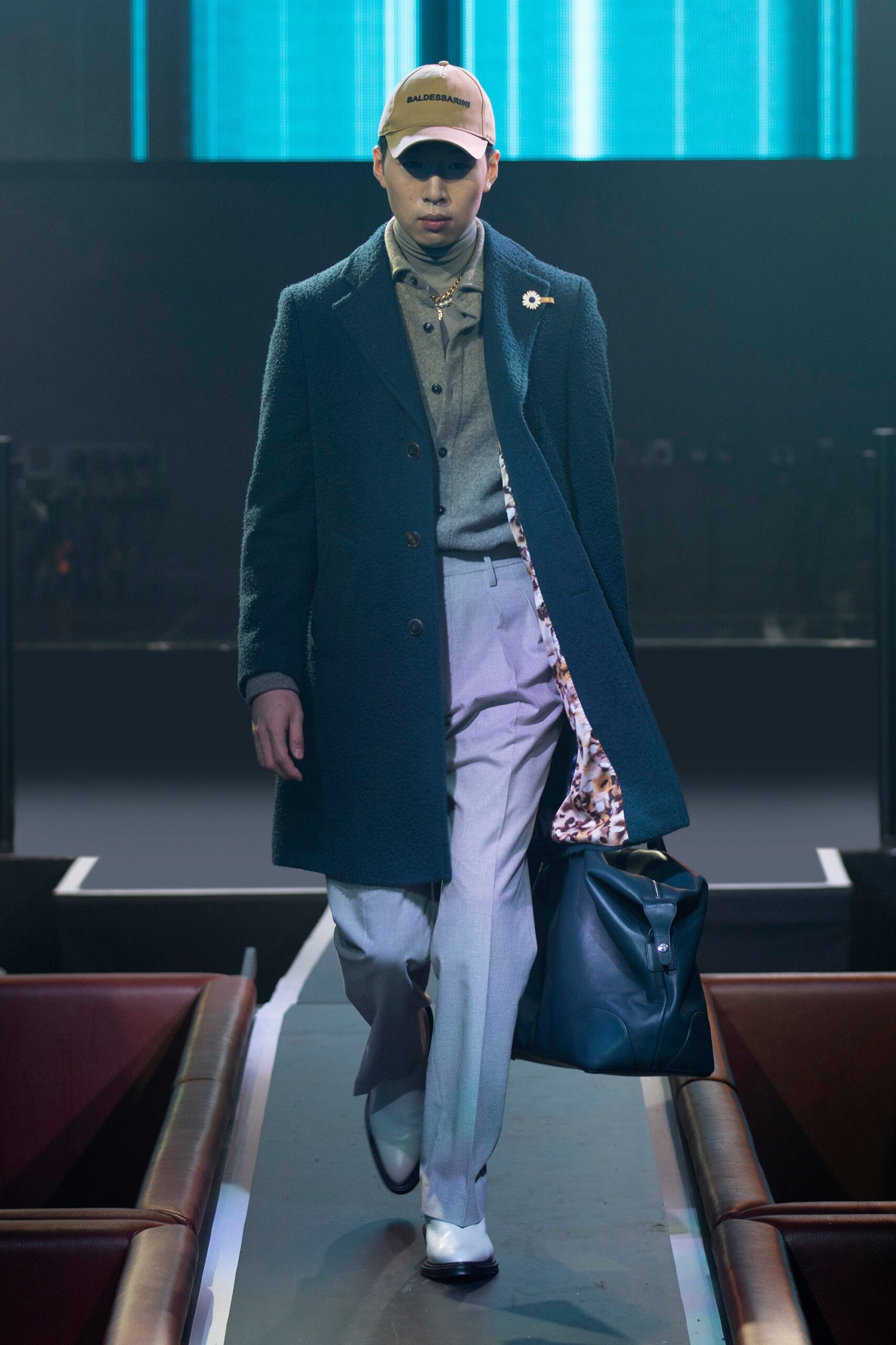 blue wool tailored coat