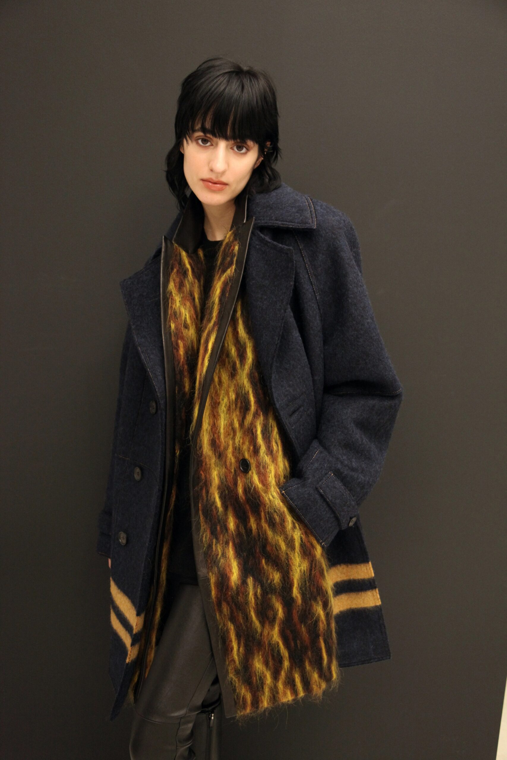 oversized navy wool coat