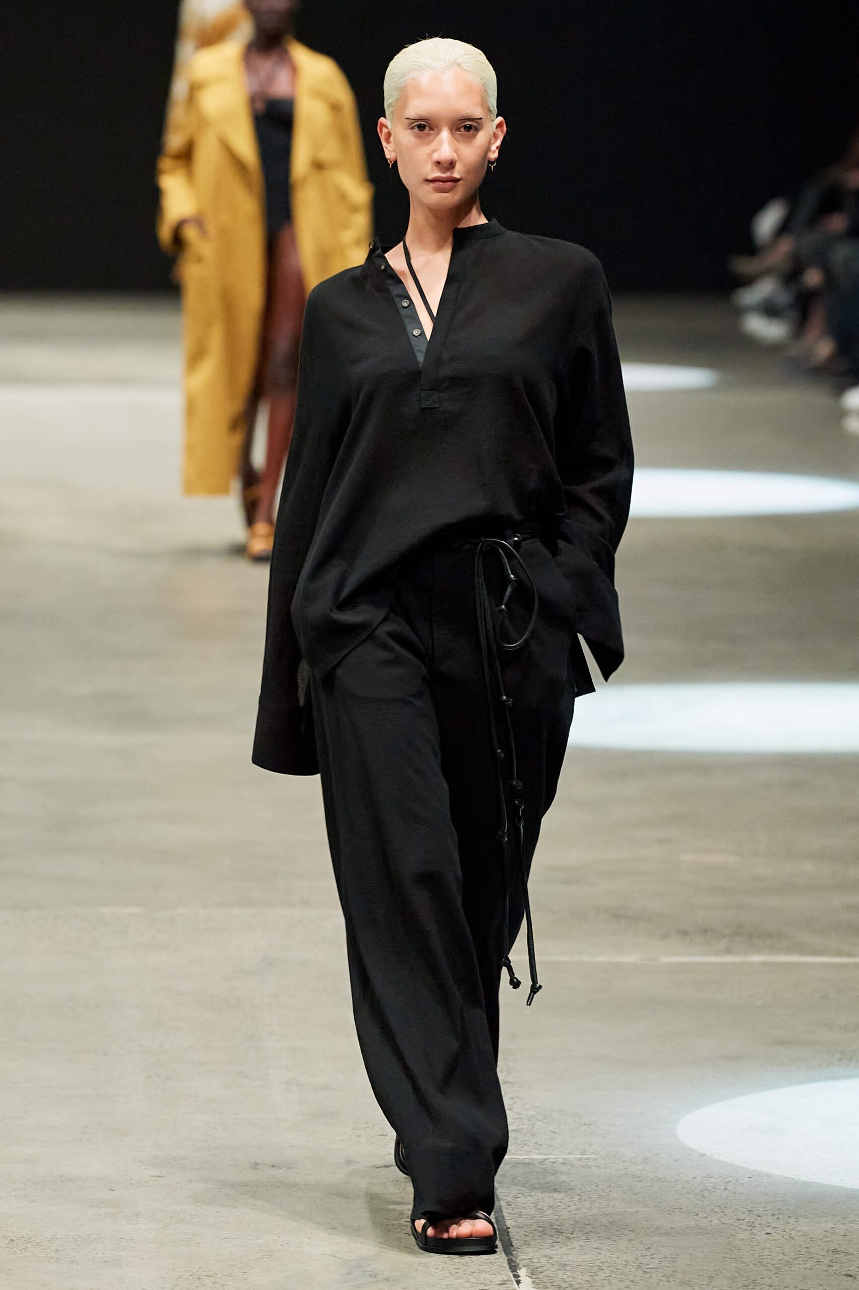 black relaxed top and pants