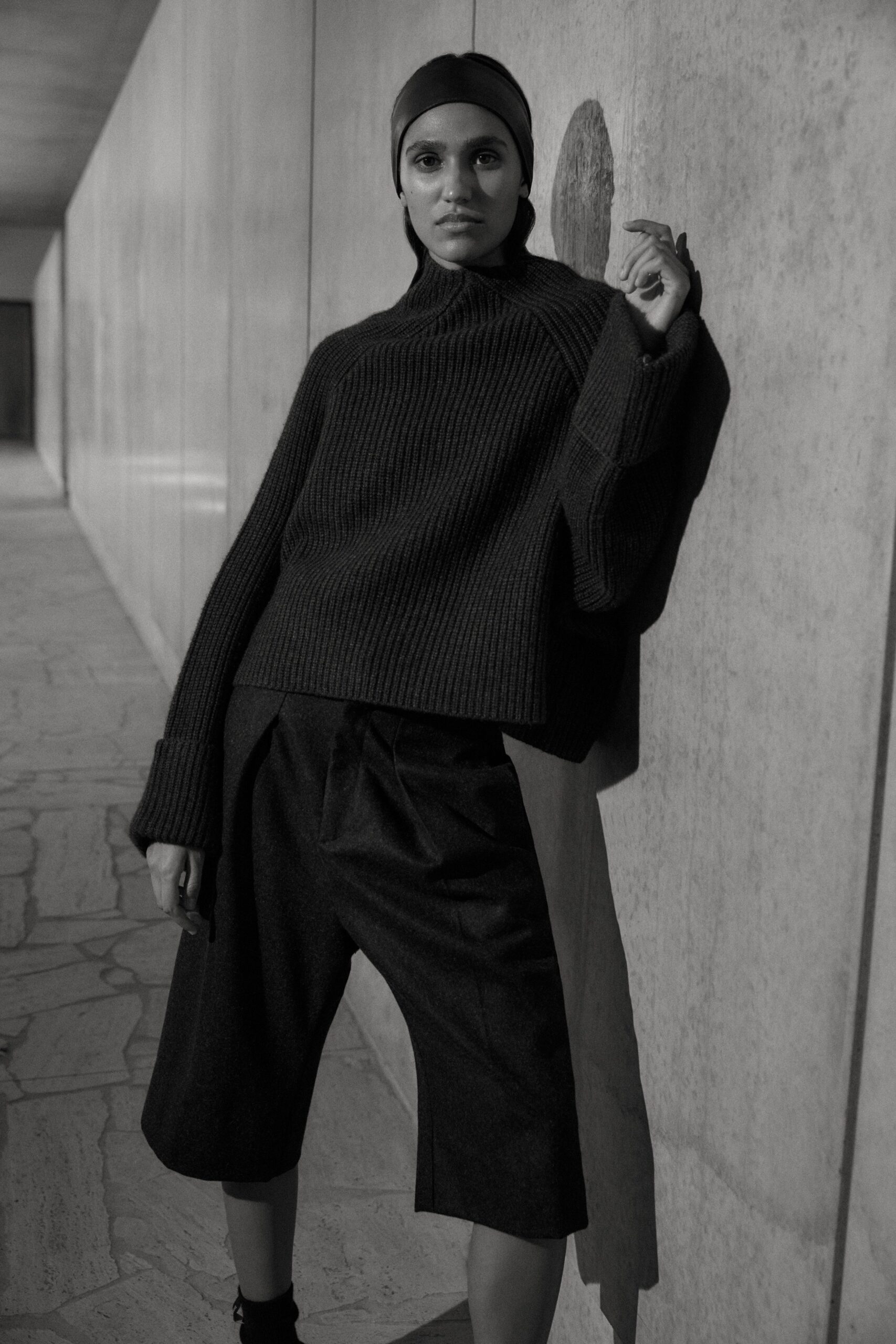 black oversized sweater and pants