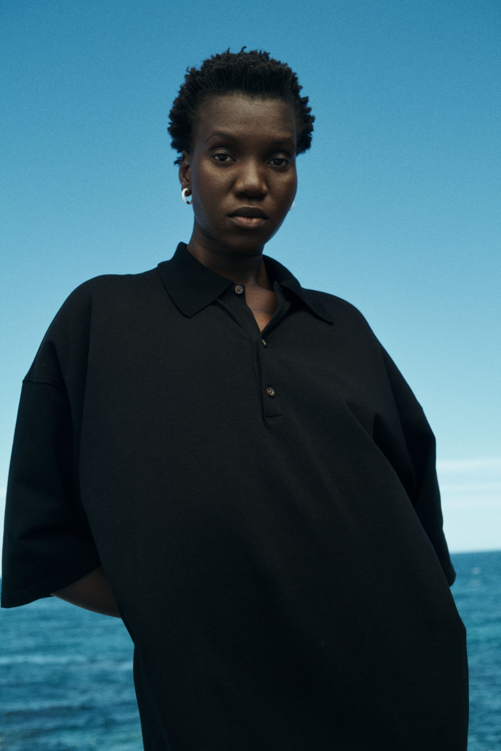 oversized black cotton shirt-dress
