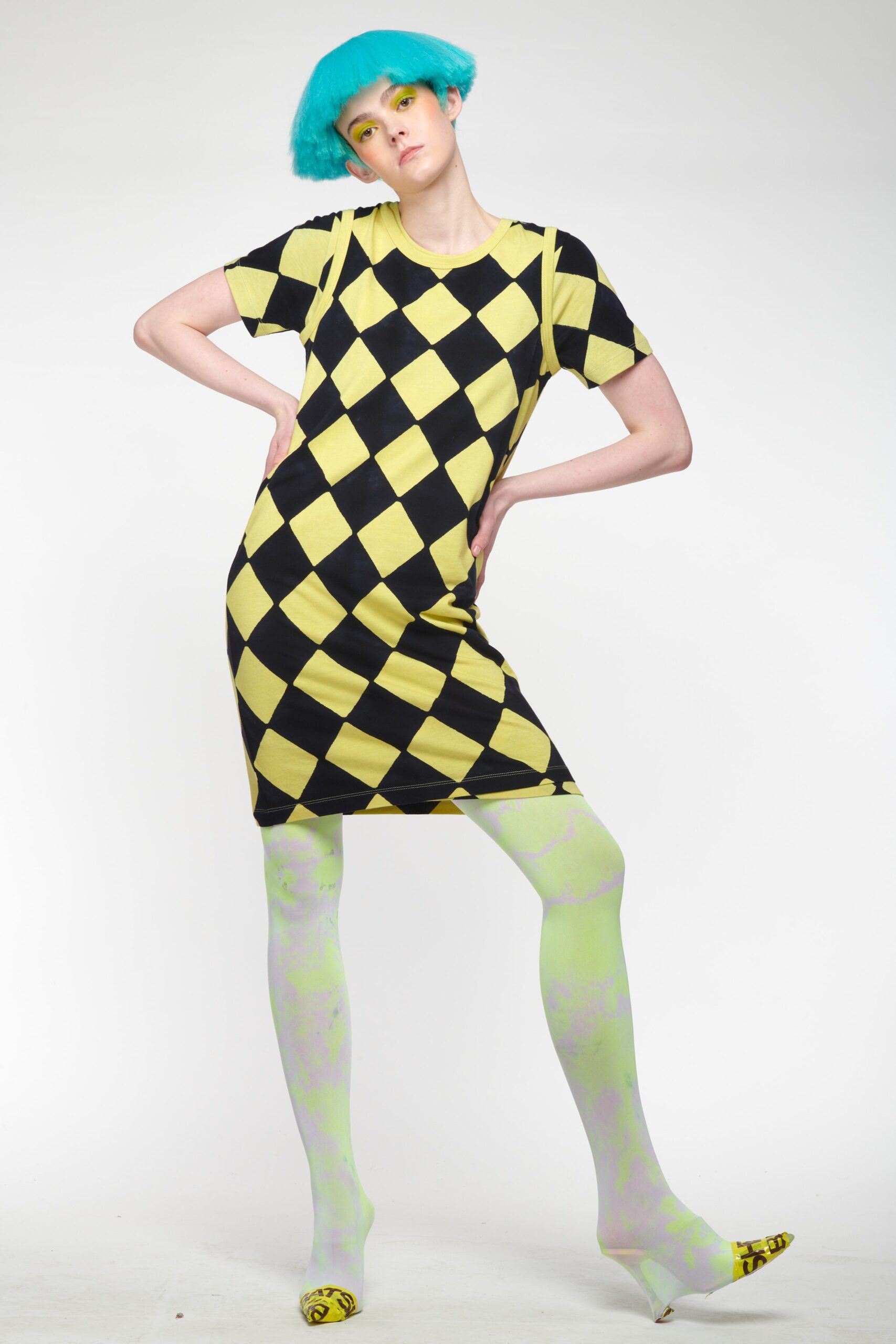 black and yellow printed dress