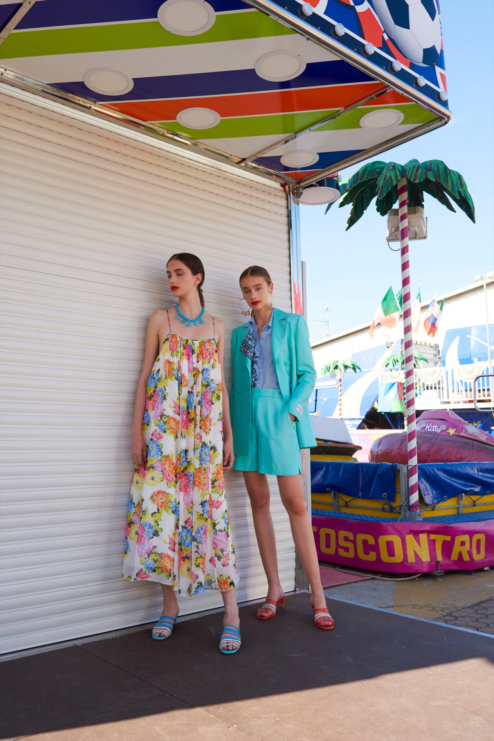 floral midi dress and blue blazer