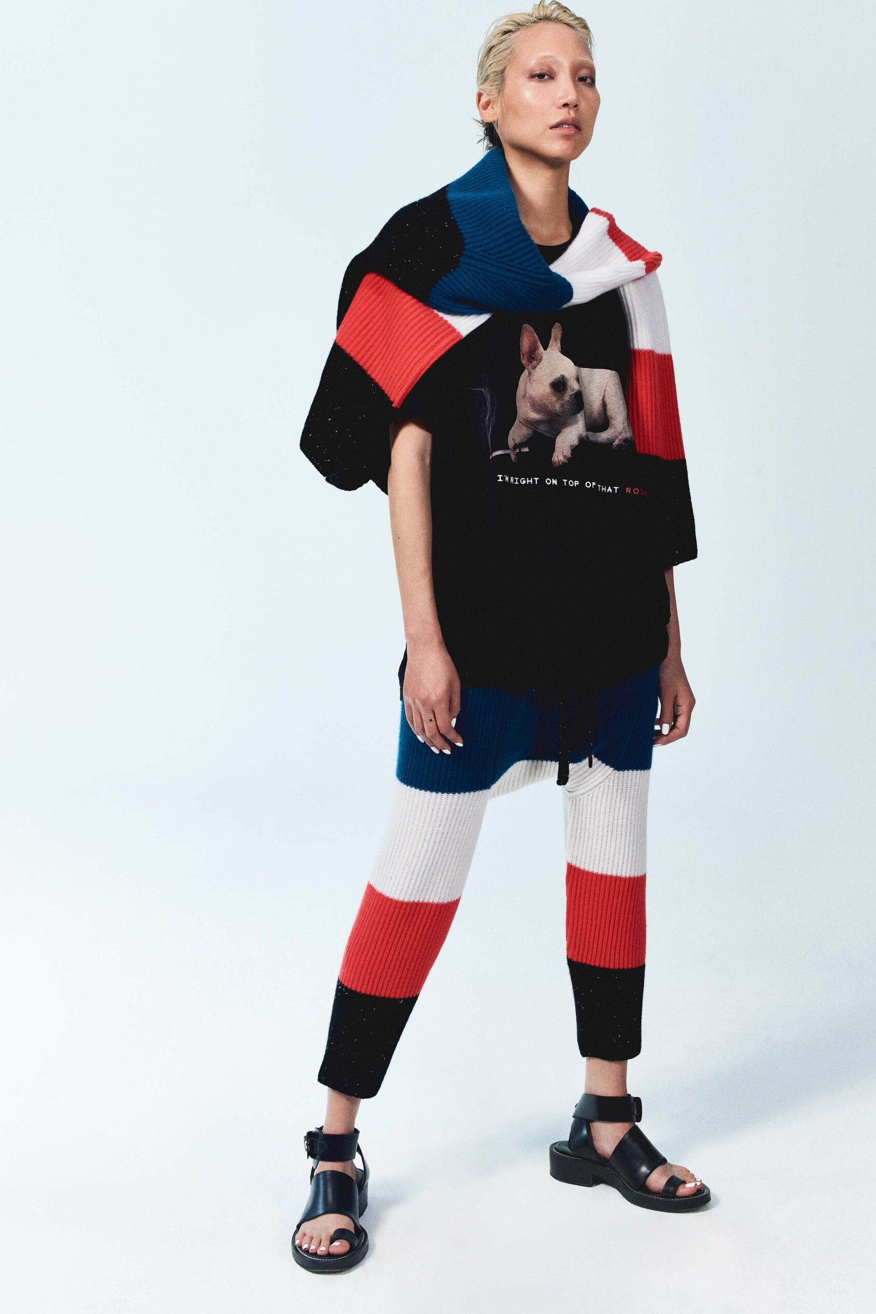red cotton relaxed striped pants