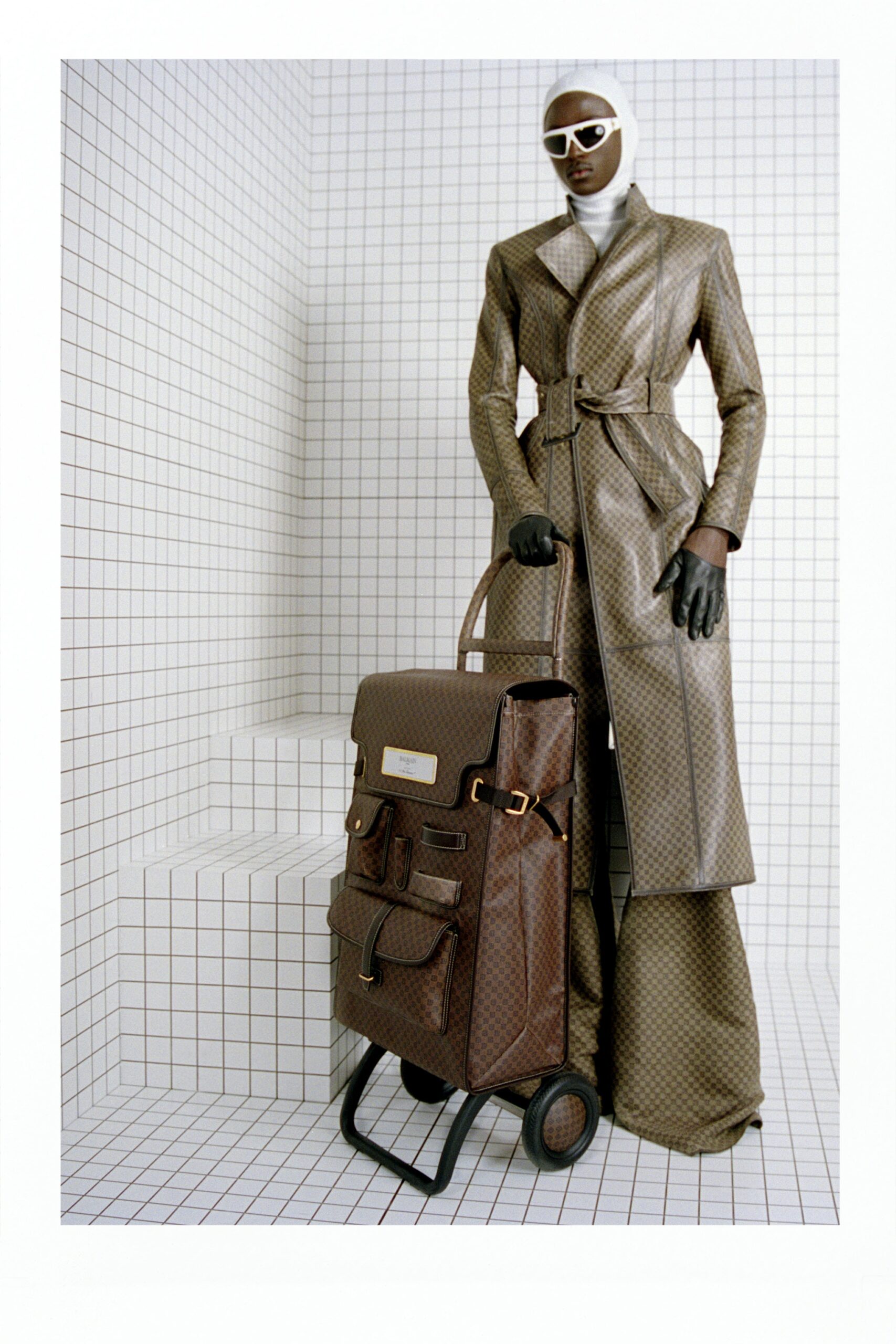 brown leather coat and pants