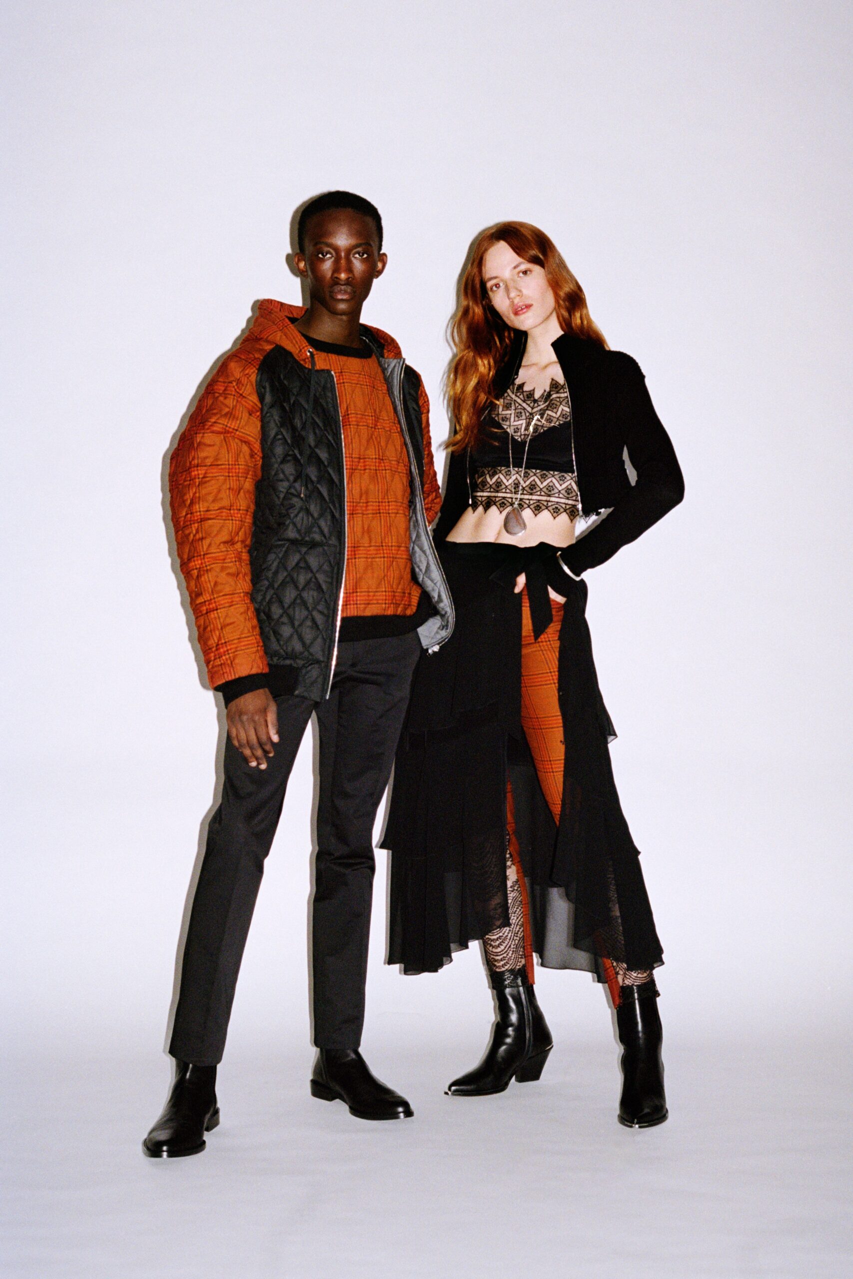 black and orange layered outfit