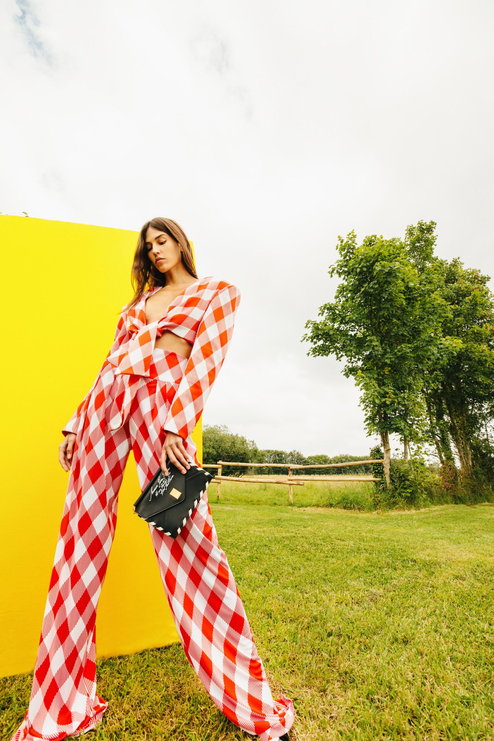 red and white checked top and pants
