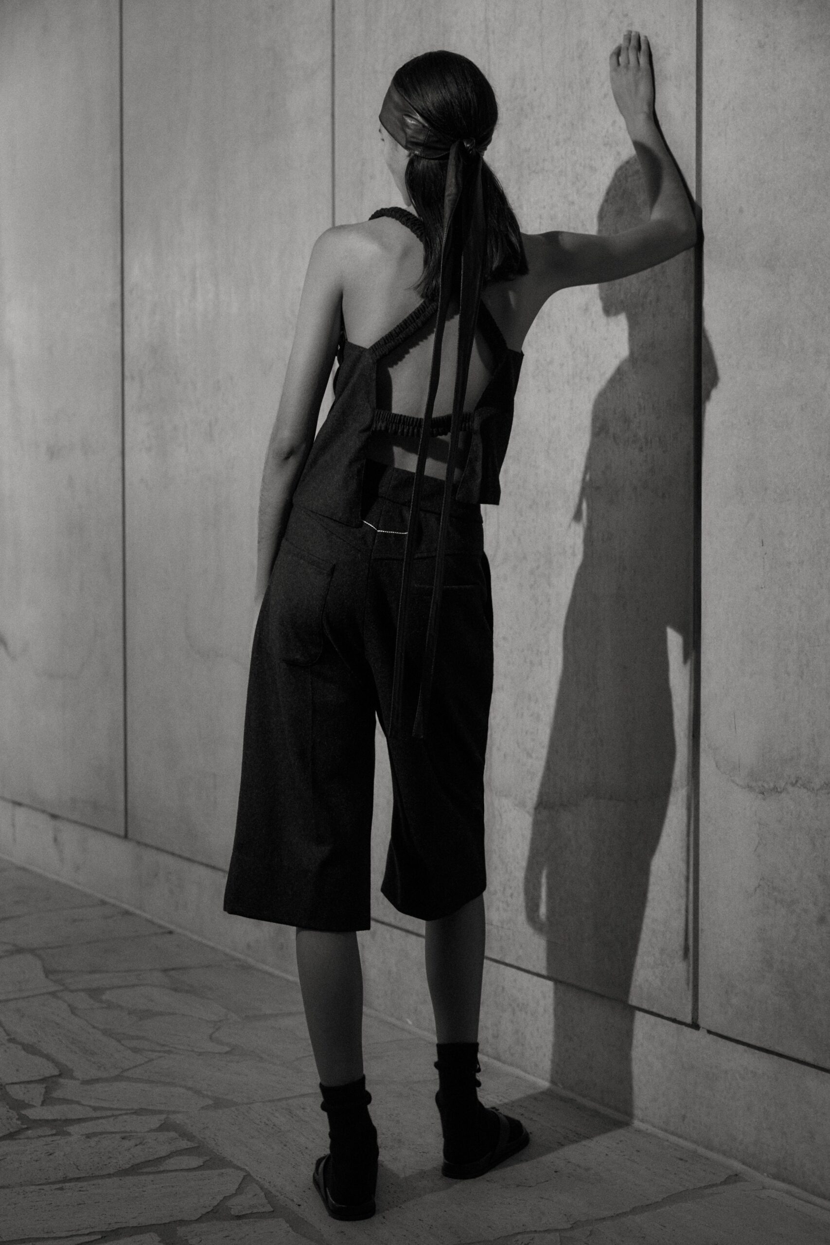 black cotton sleeveless jumpsuit