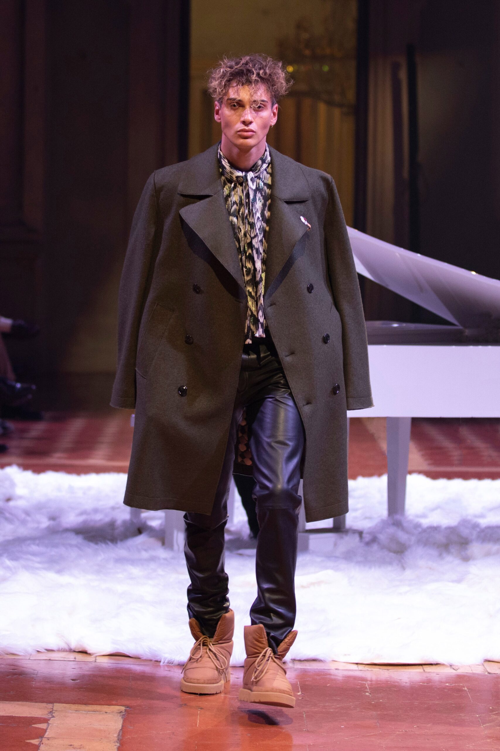 oversized green wool coat