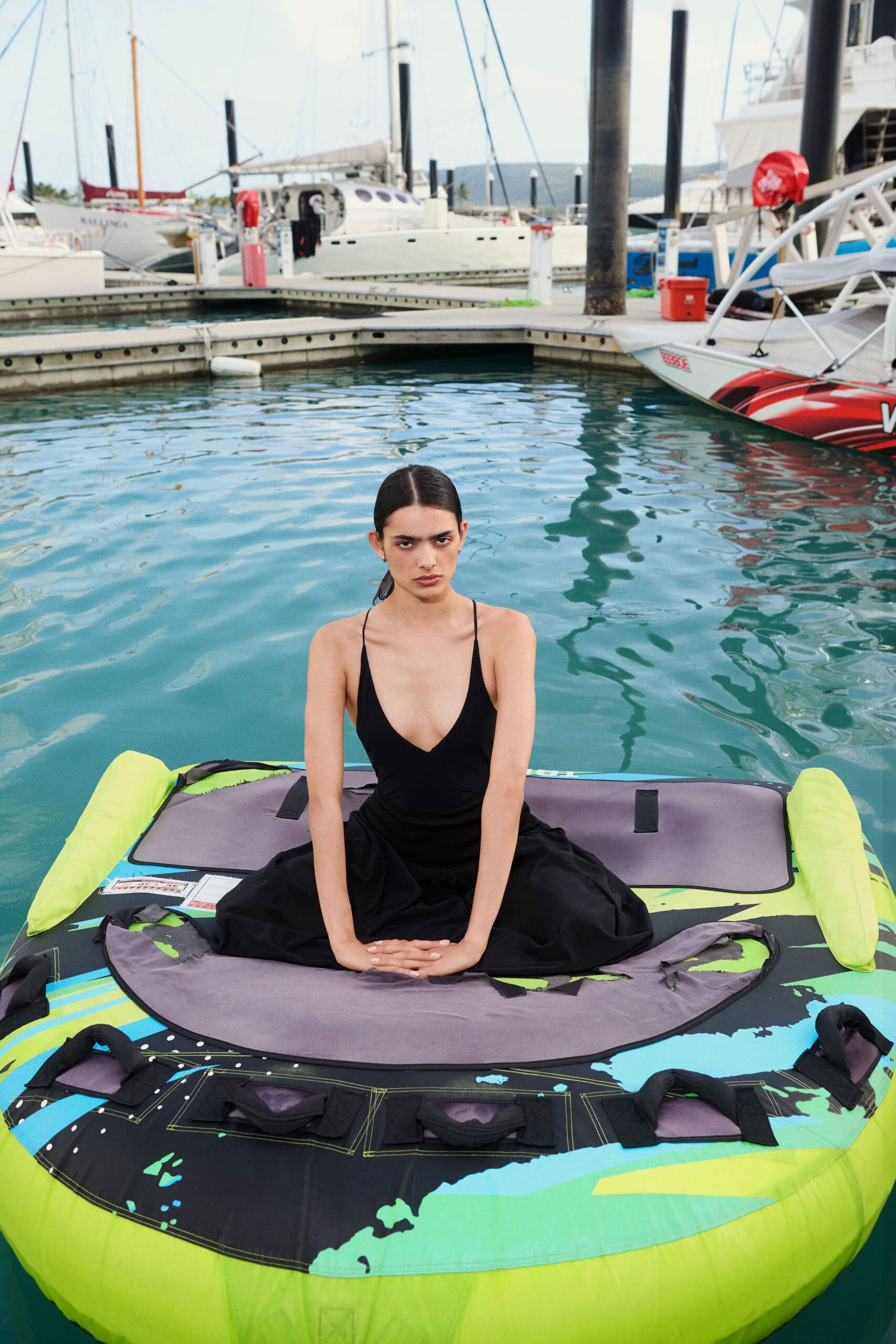 black silk sleeveless dress