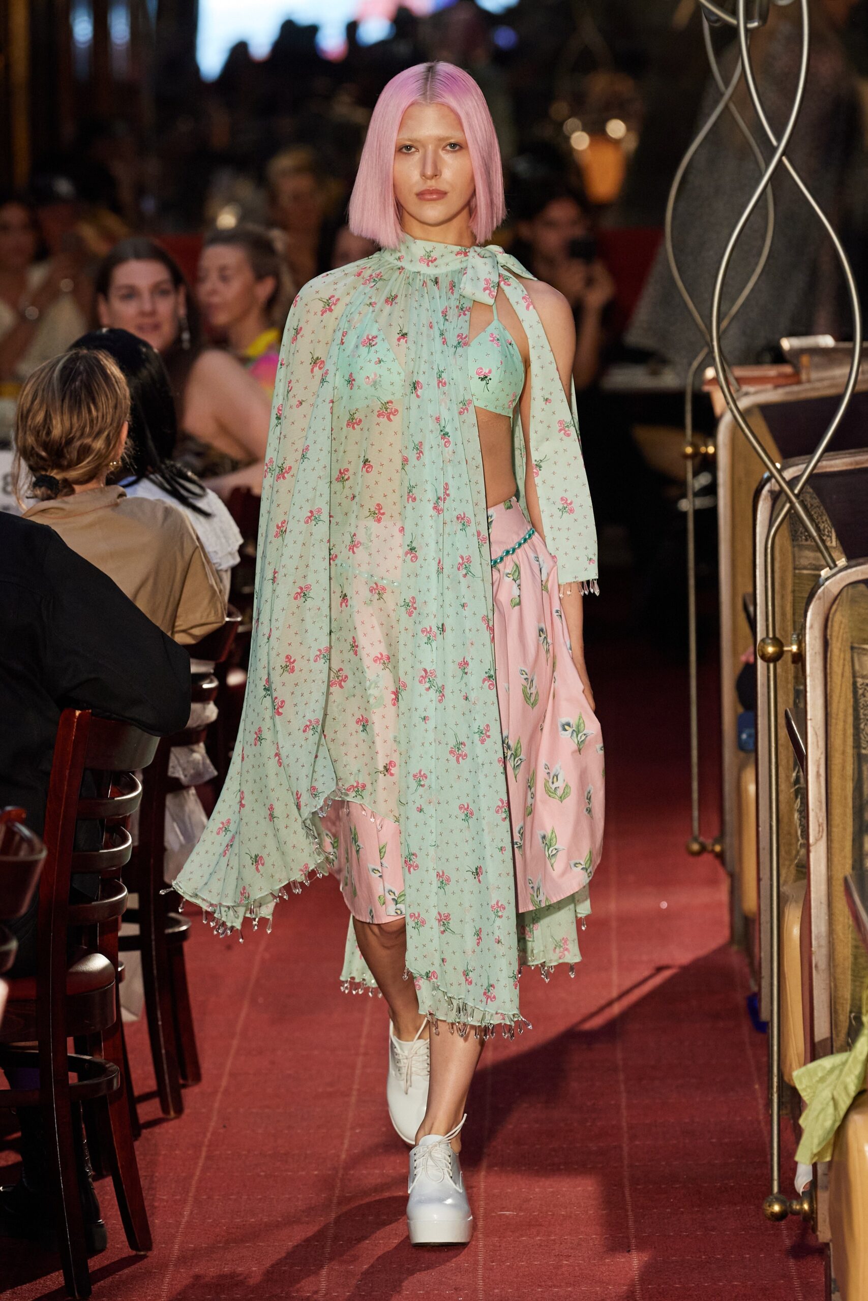 green cotton sleeveless relaxed draped cape