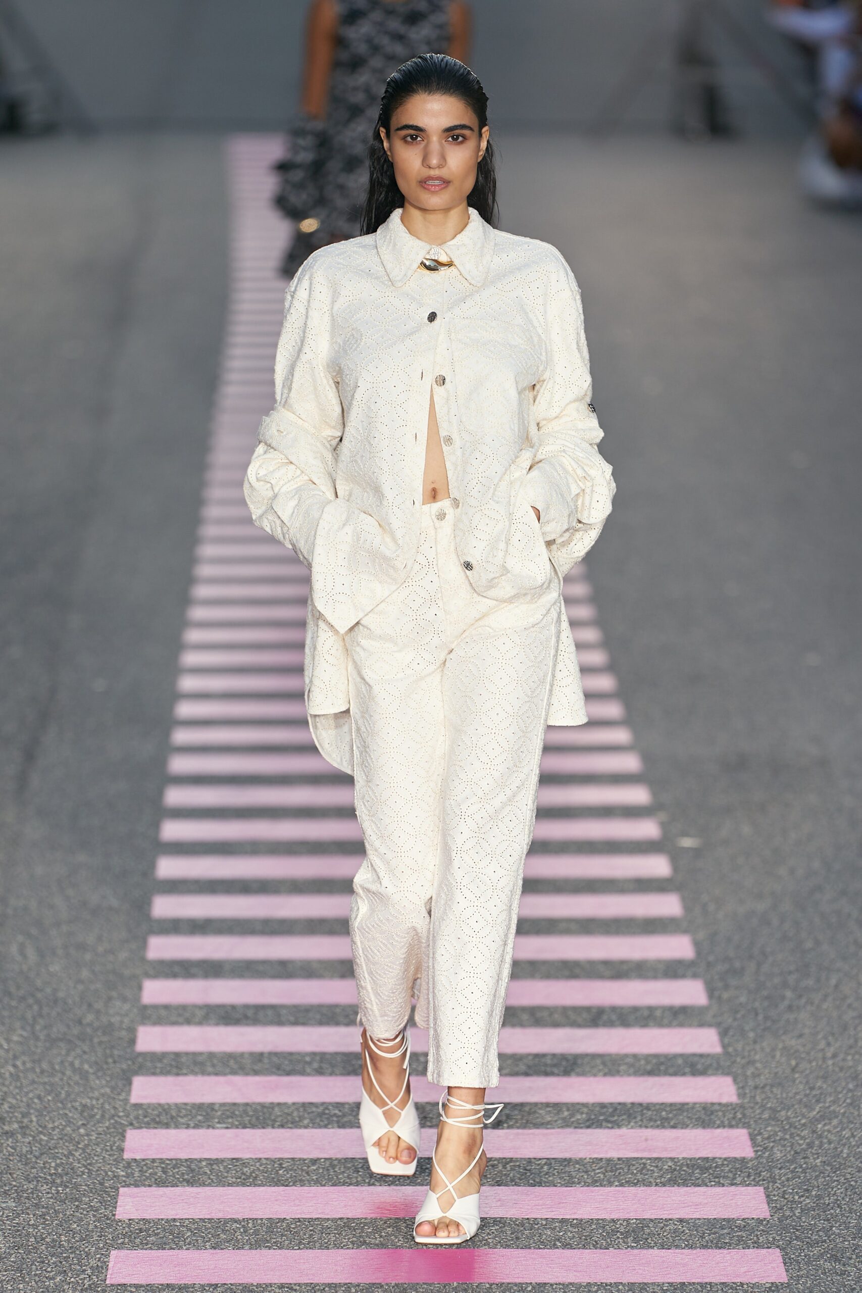 white relaxed shirt and pants