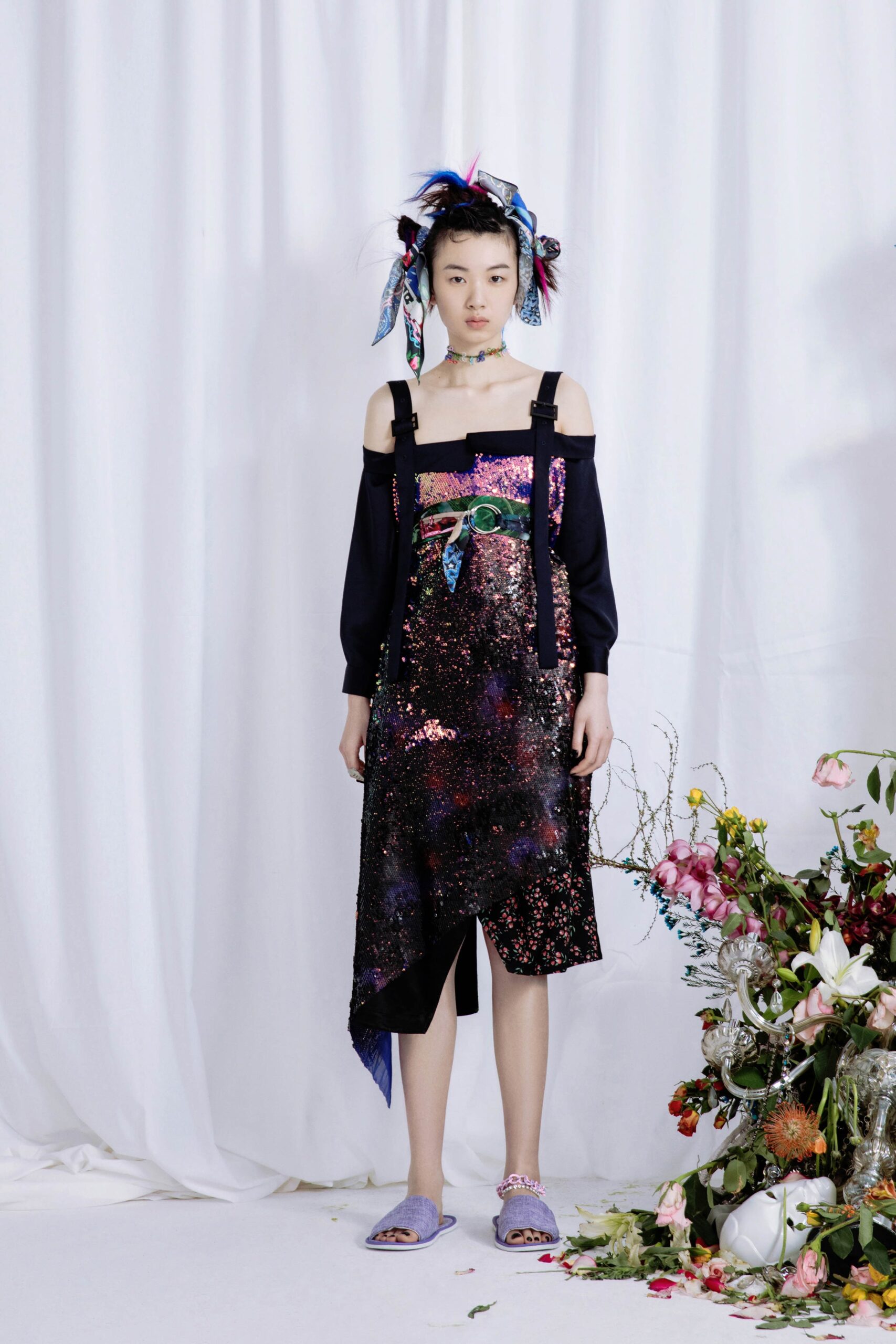 black and purple layered dress