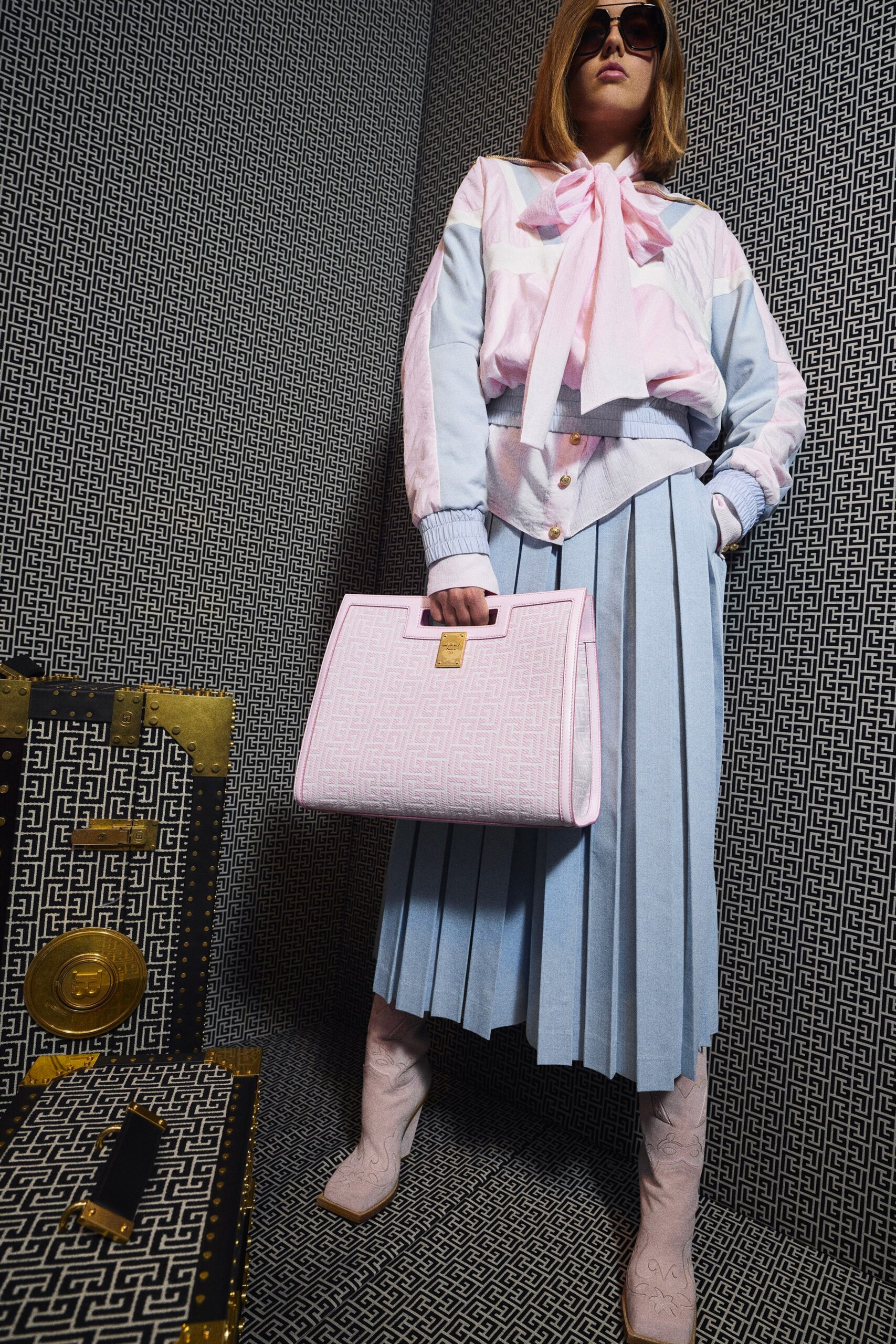 pink and blue relaxed outfit