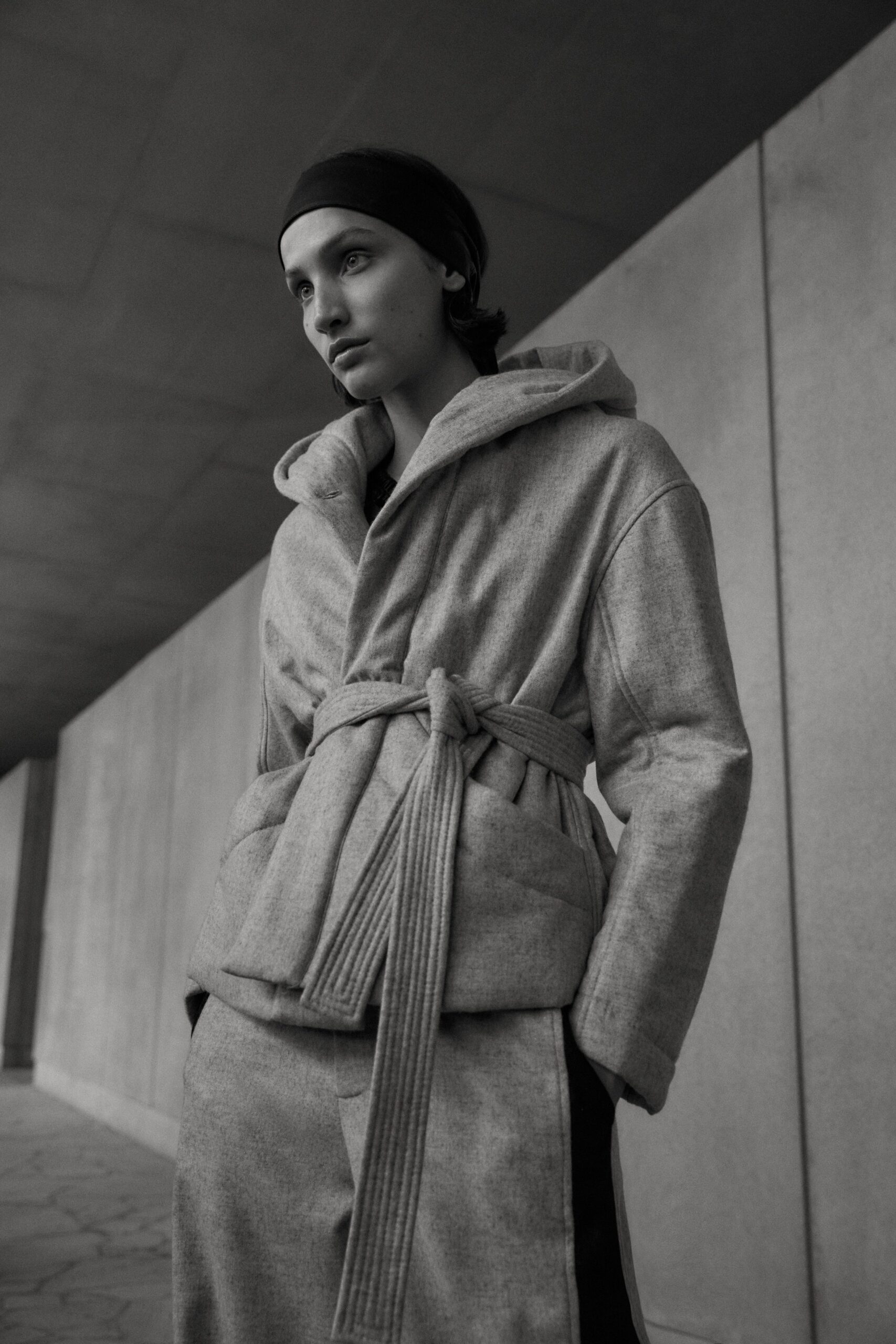 gray wool relaxed jacket and pants