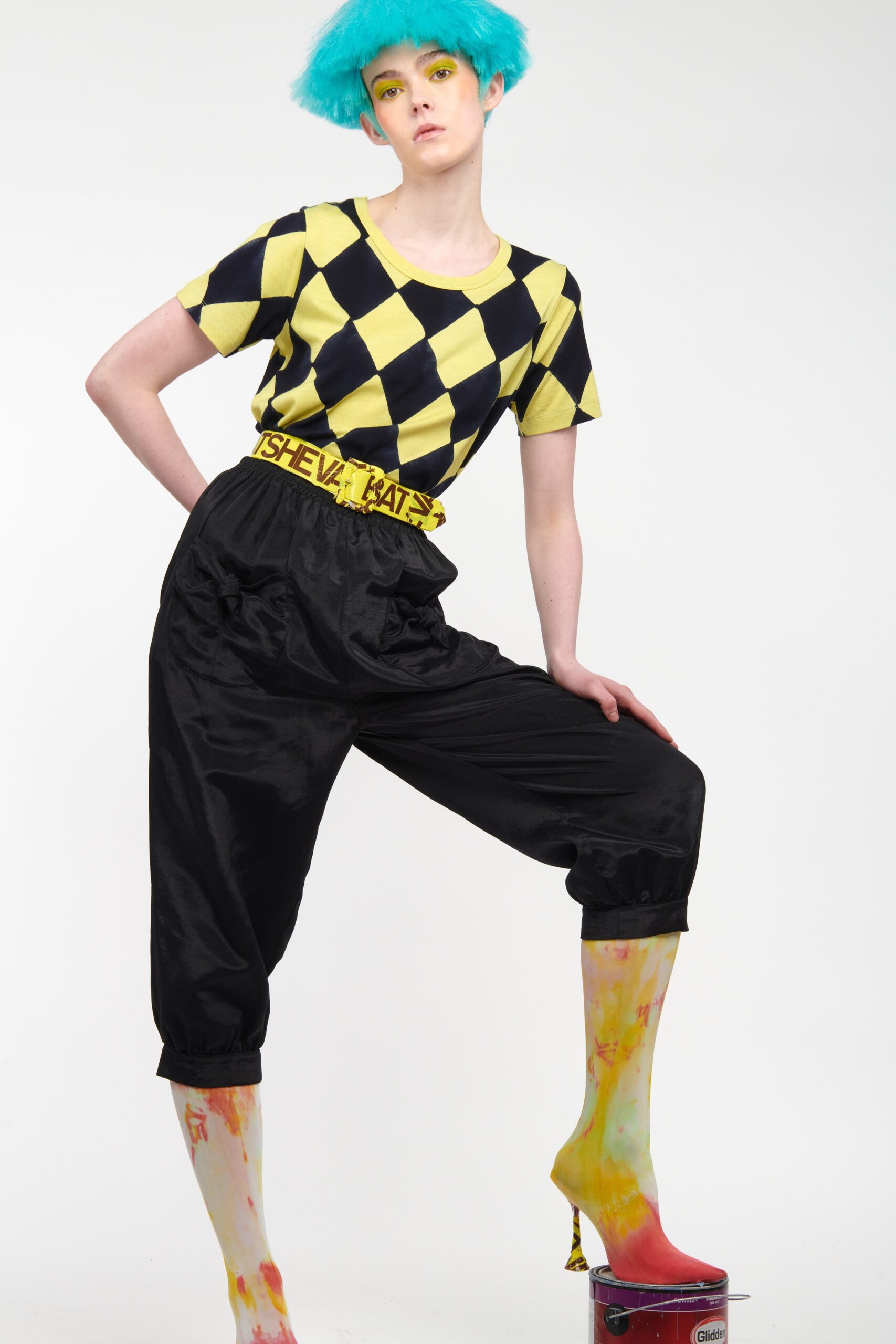 yellow printed belt