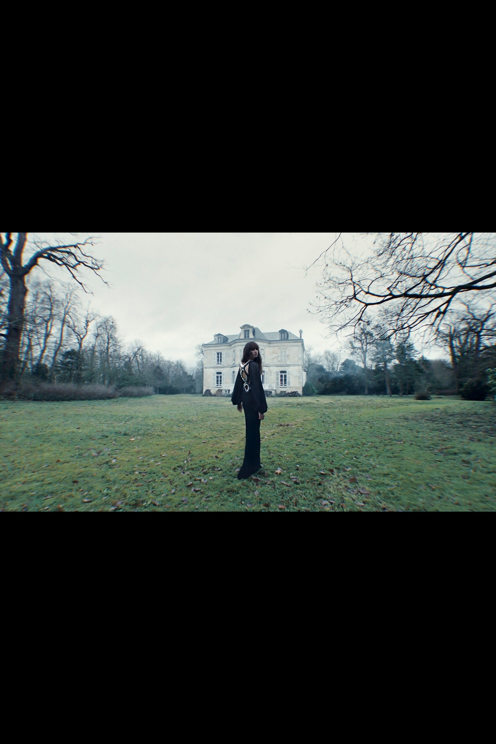 black fitted pants and top