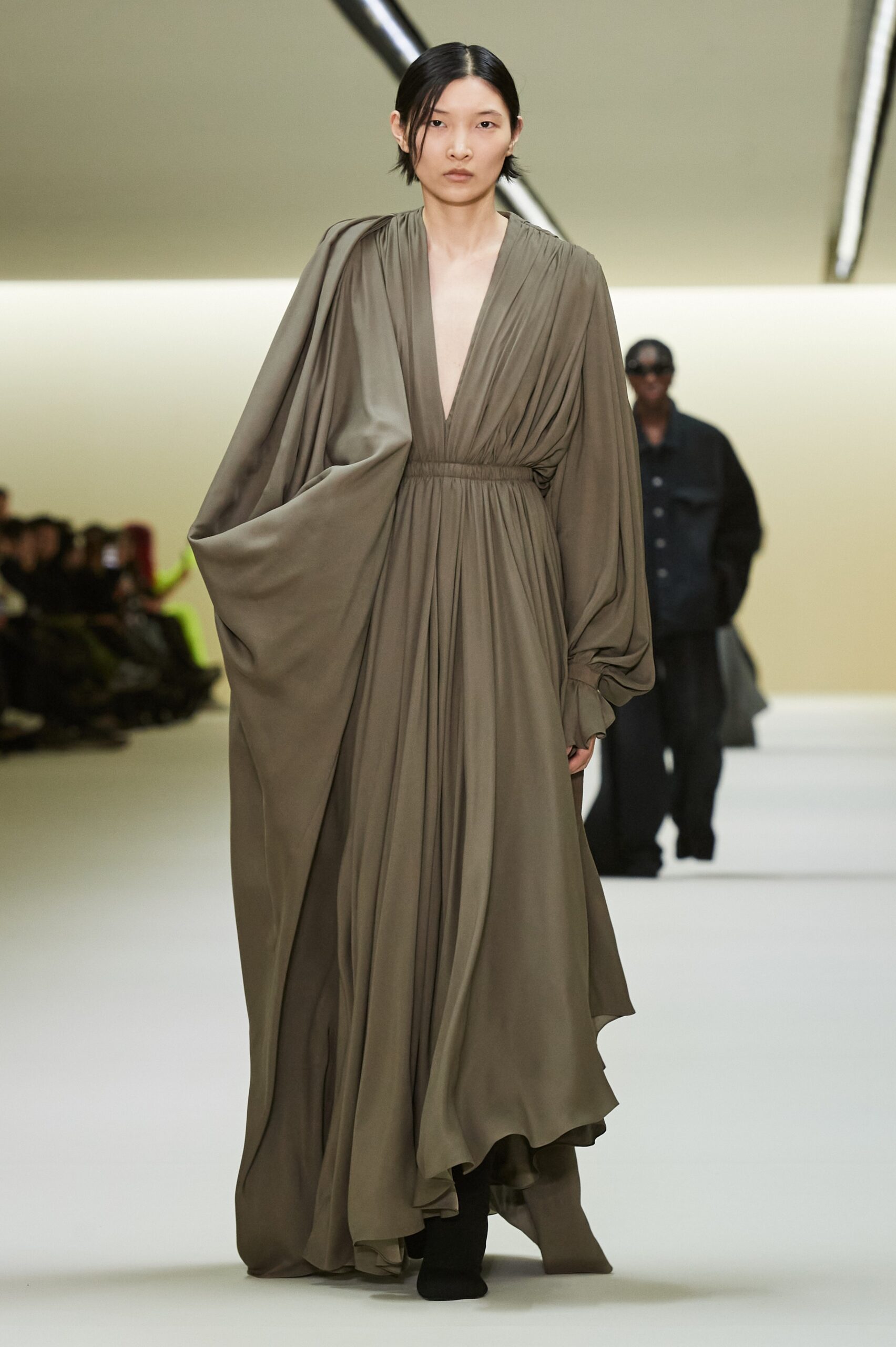 brown silk relaxed maxi dress