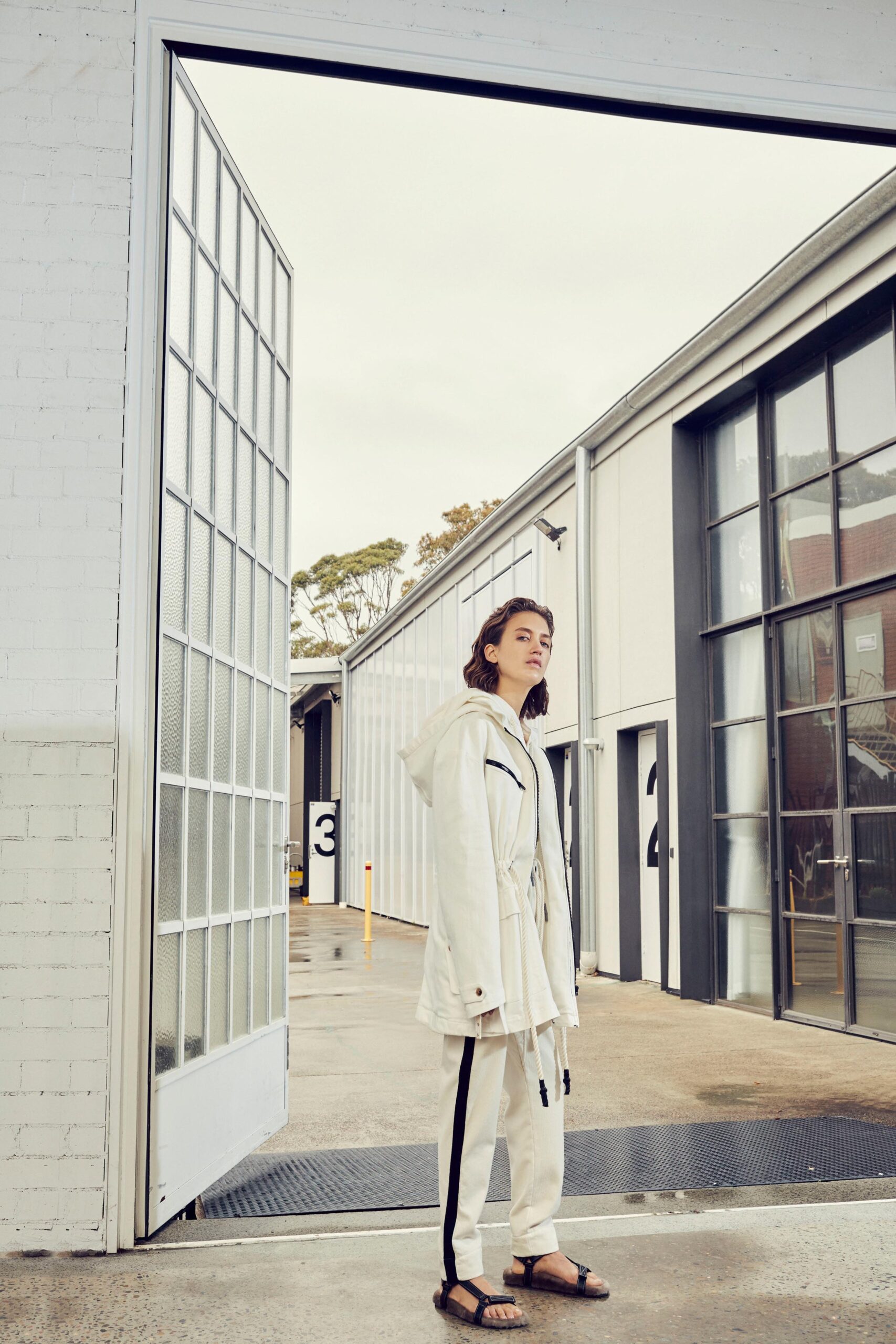 white relaxed jacket and pants
