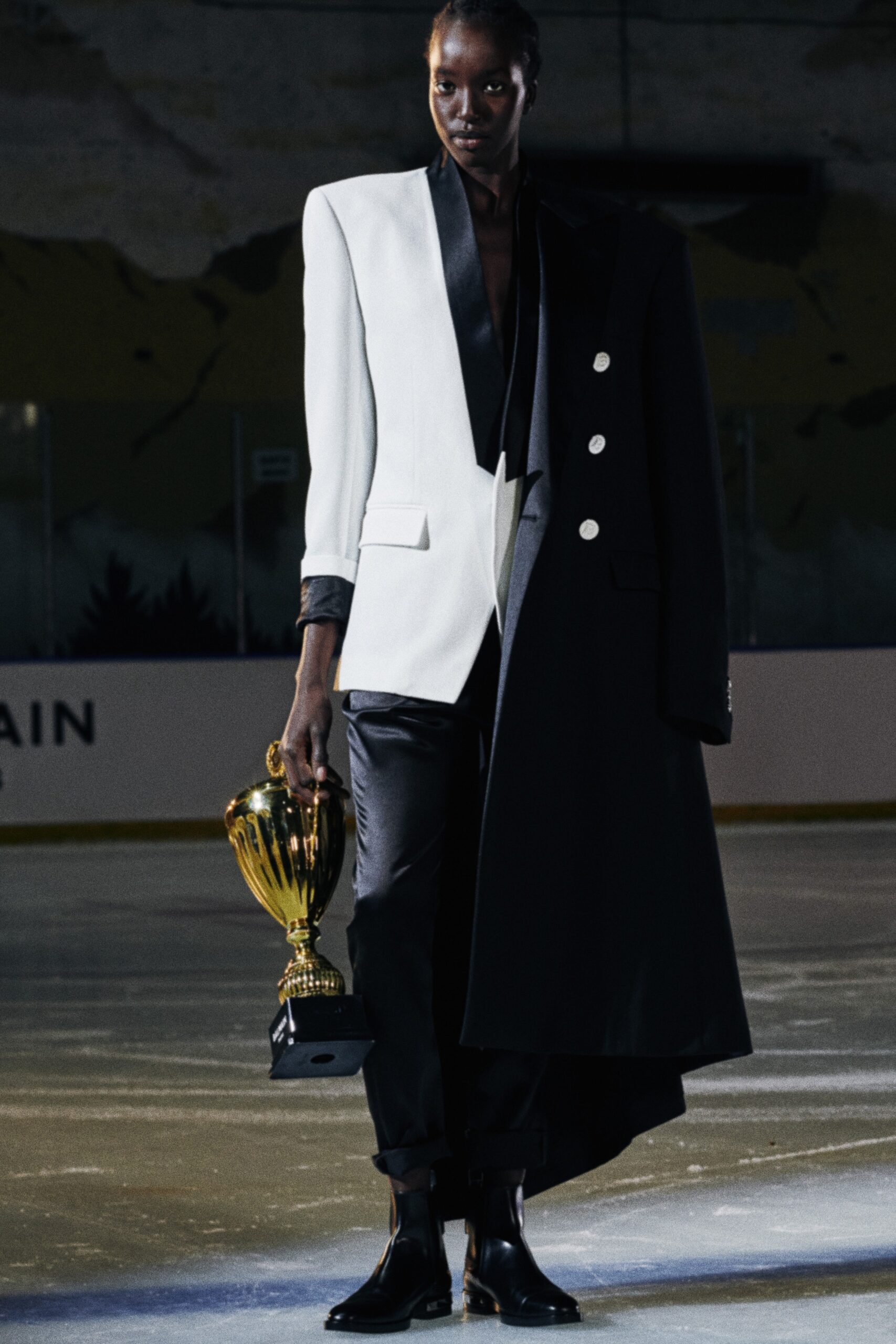 black and white tailored blazer