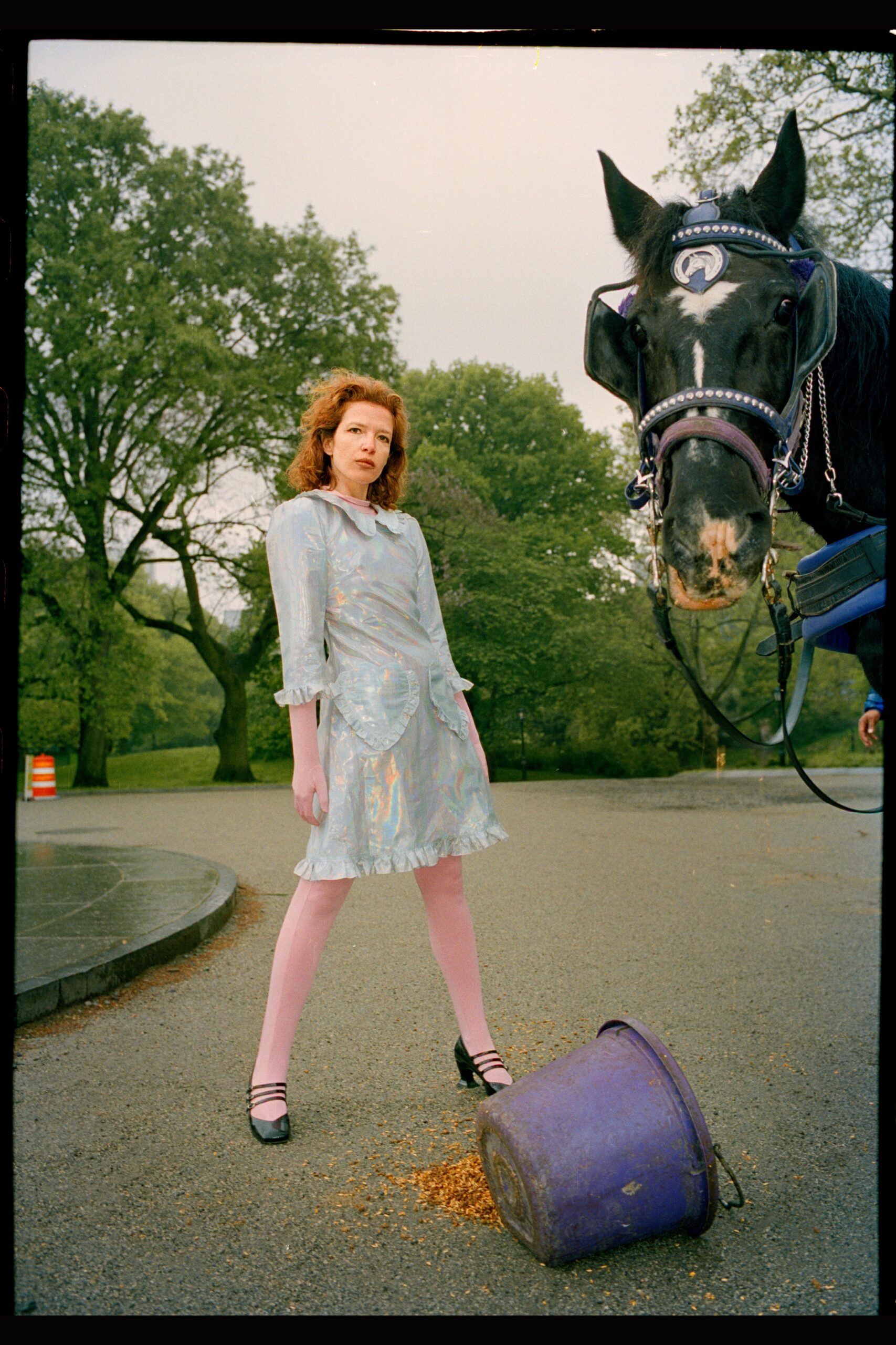 blue silk mini dress with ruffles