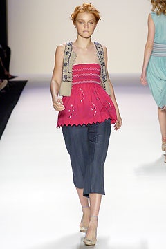 pink cotton sleeveless square-neck relaxed embroidered tiered top
