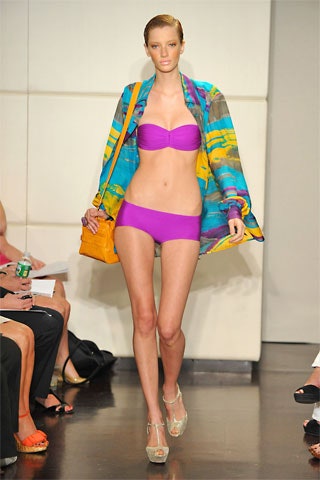 purple bikini with multi-colored kimono