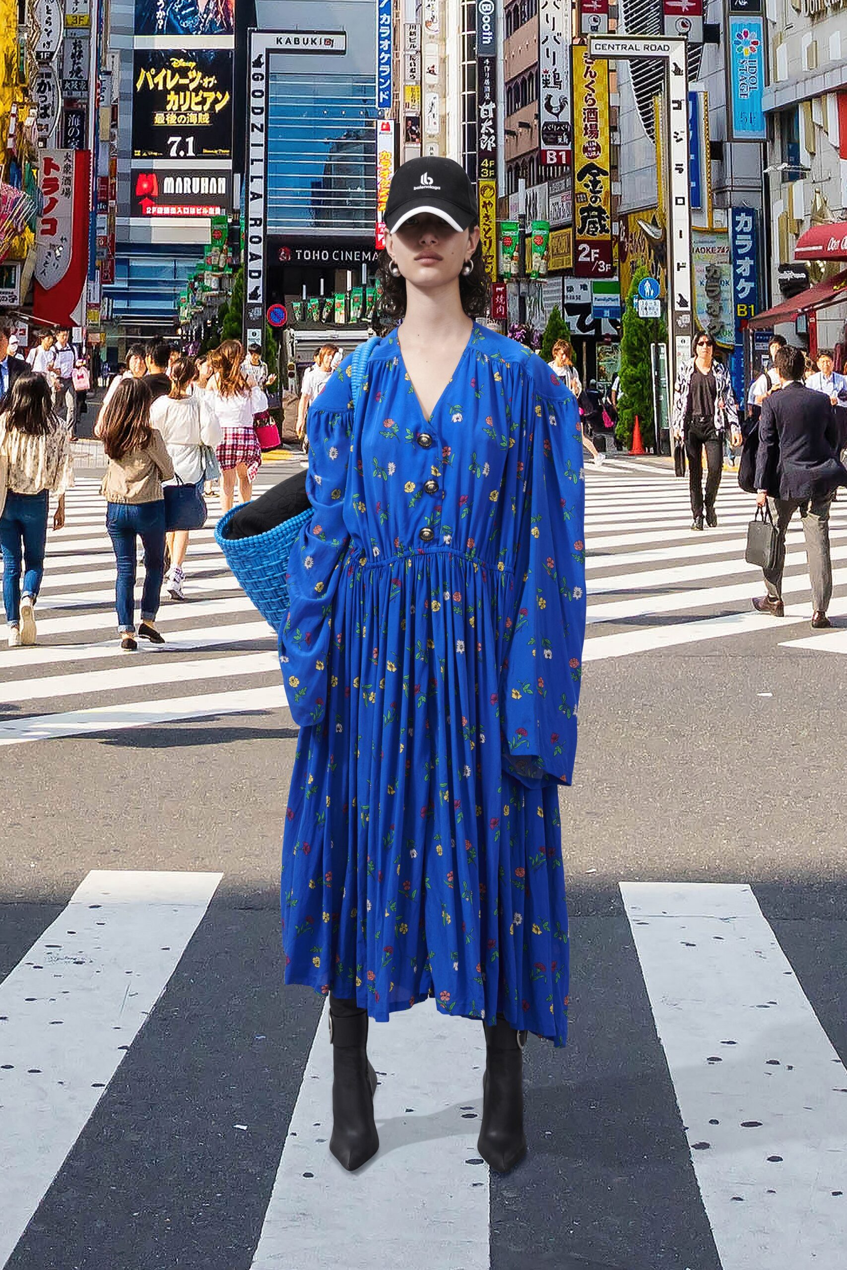 blue relaxed midi dress