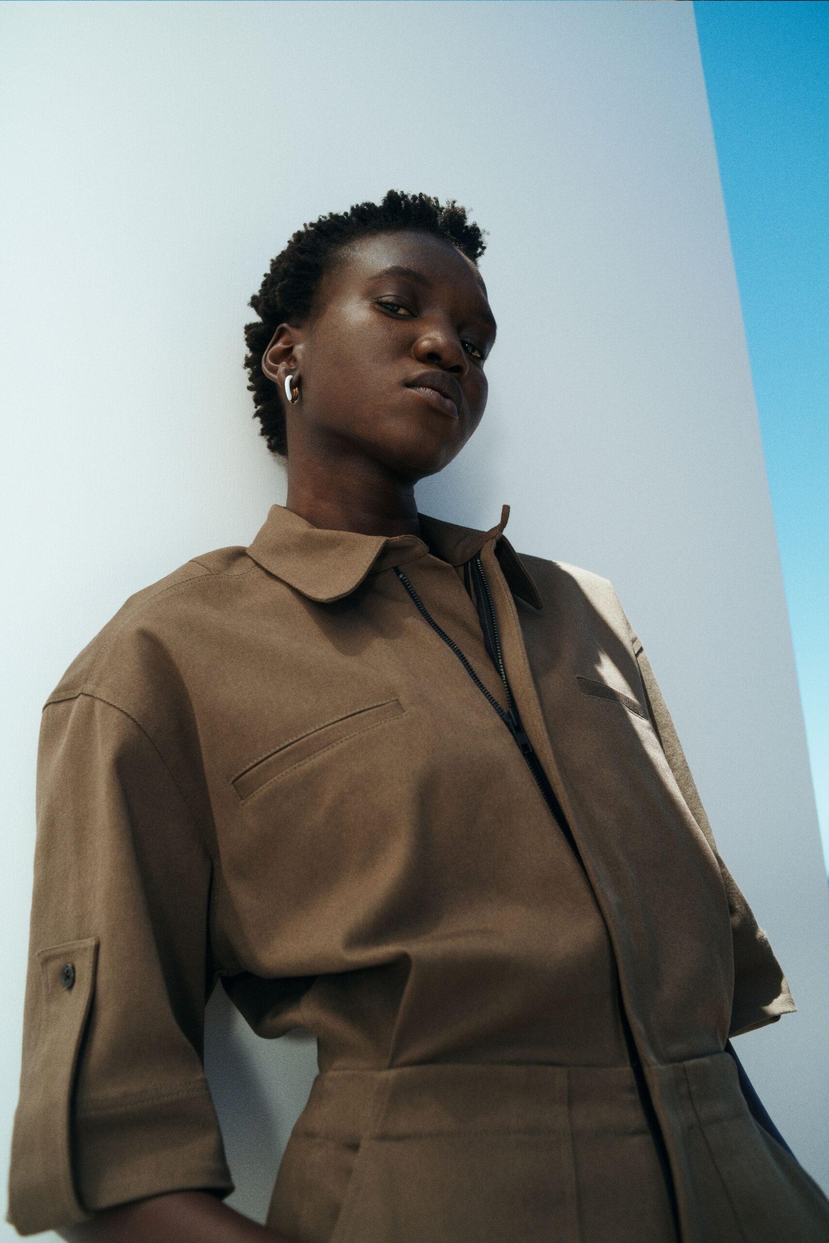 brown fitted jumpsuit