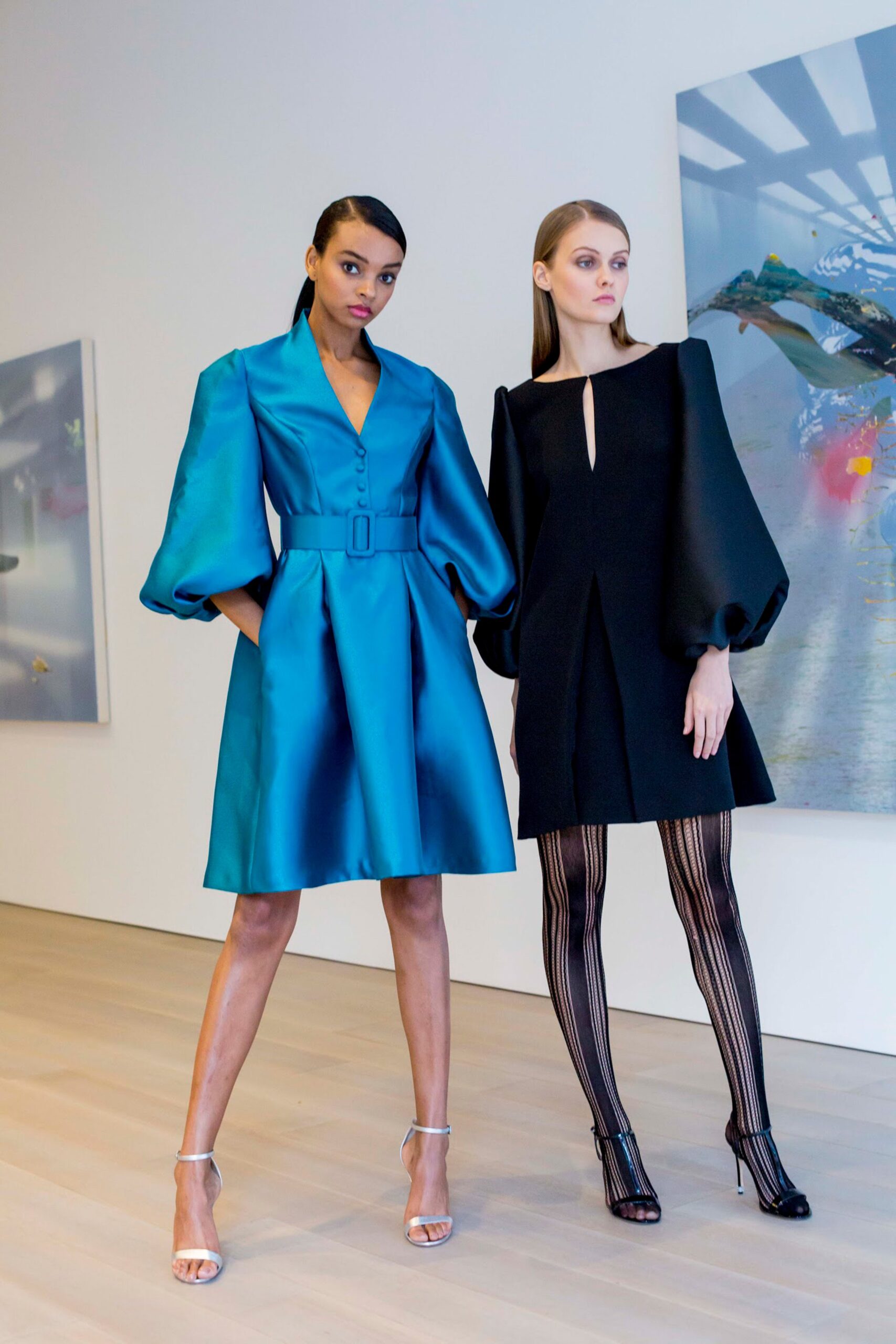 blue and black mini dresses