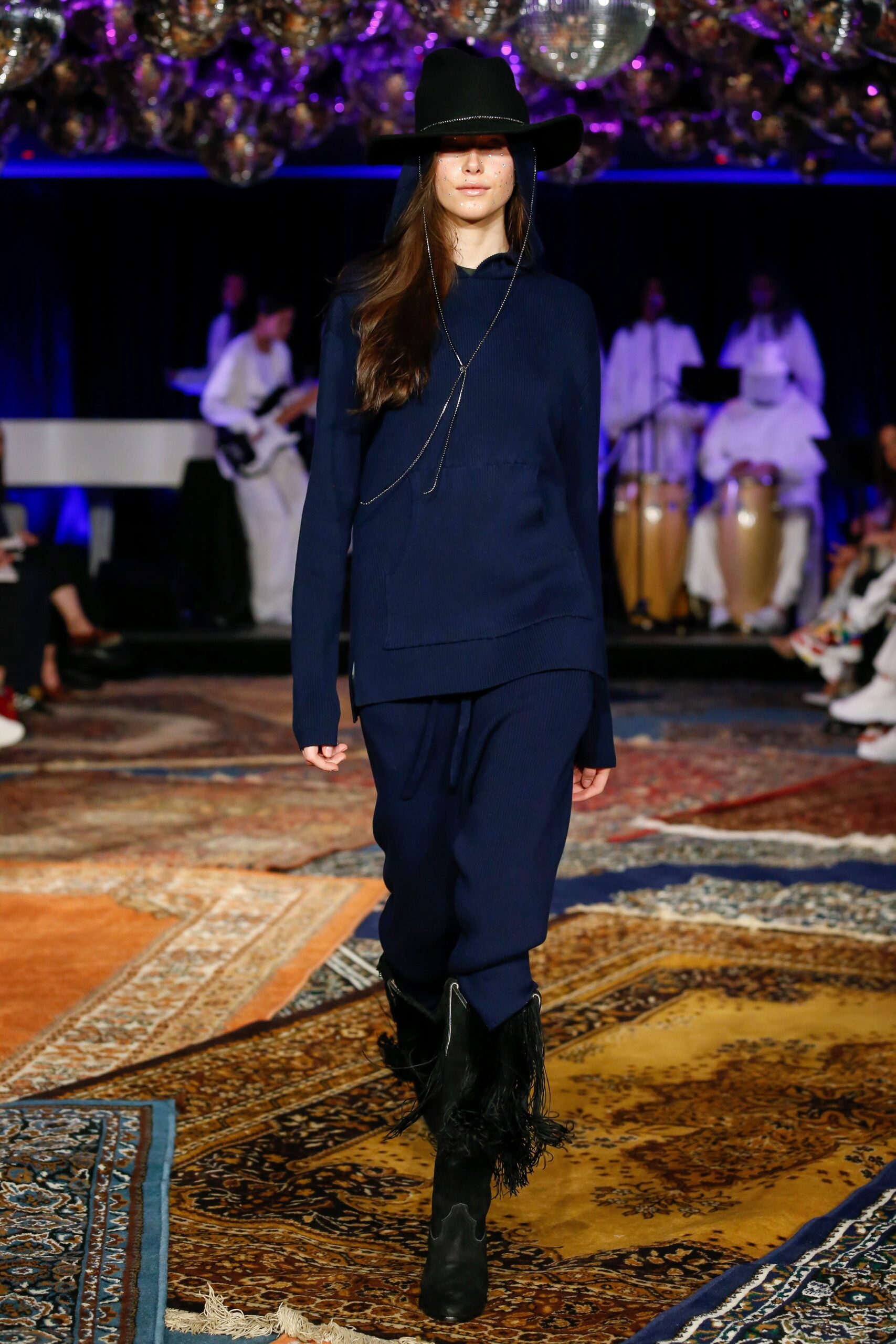 navy relaxed sweater and pants