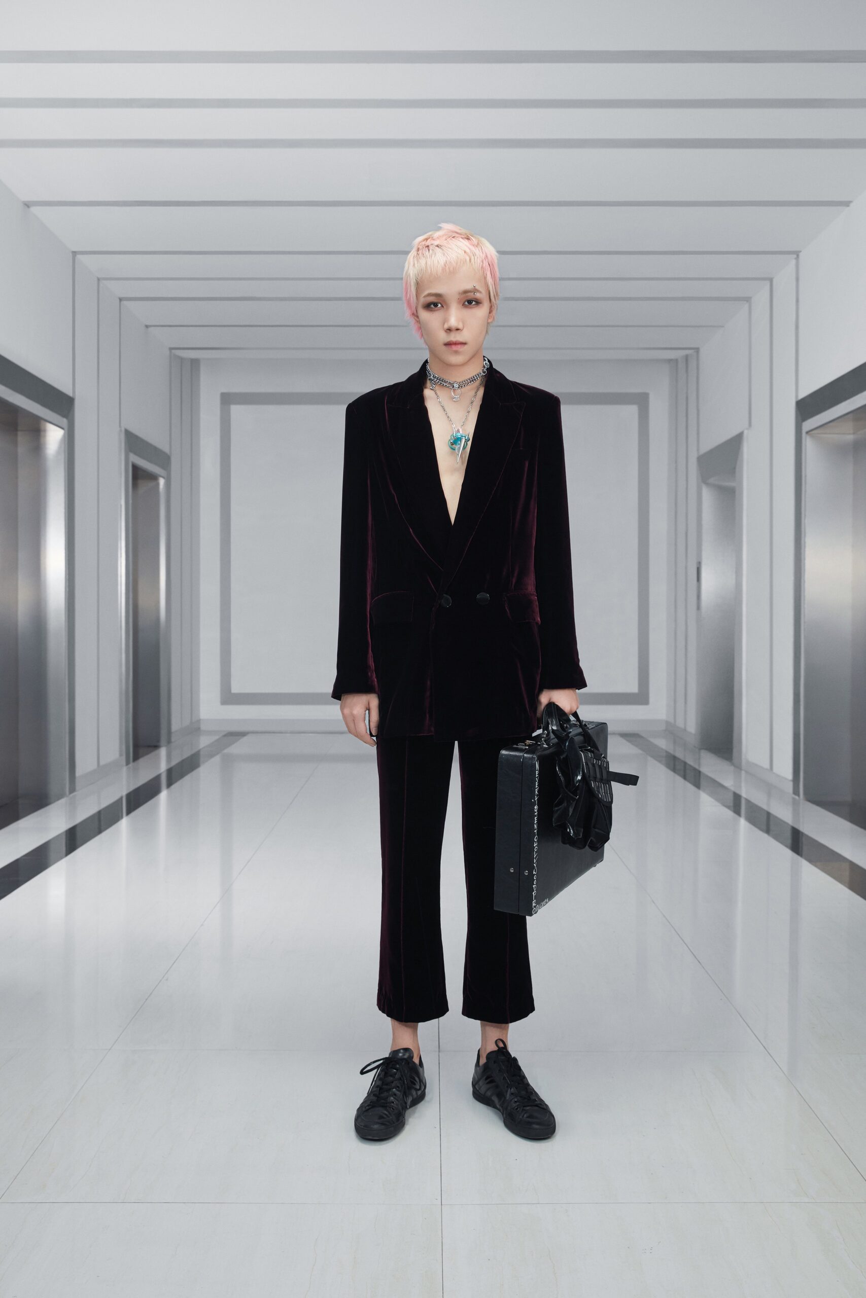 black velvet tailored suit