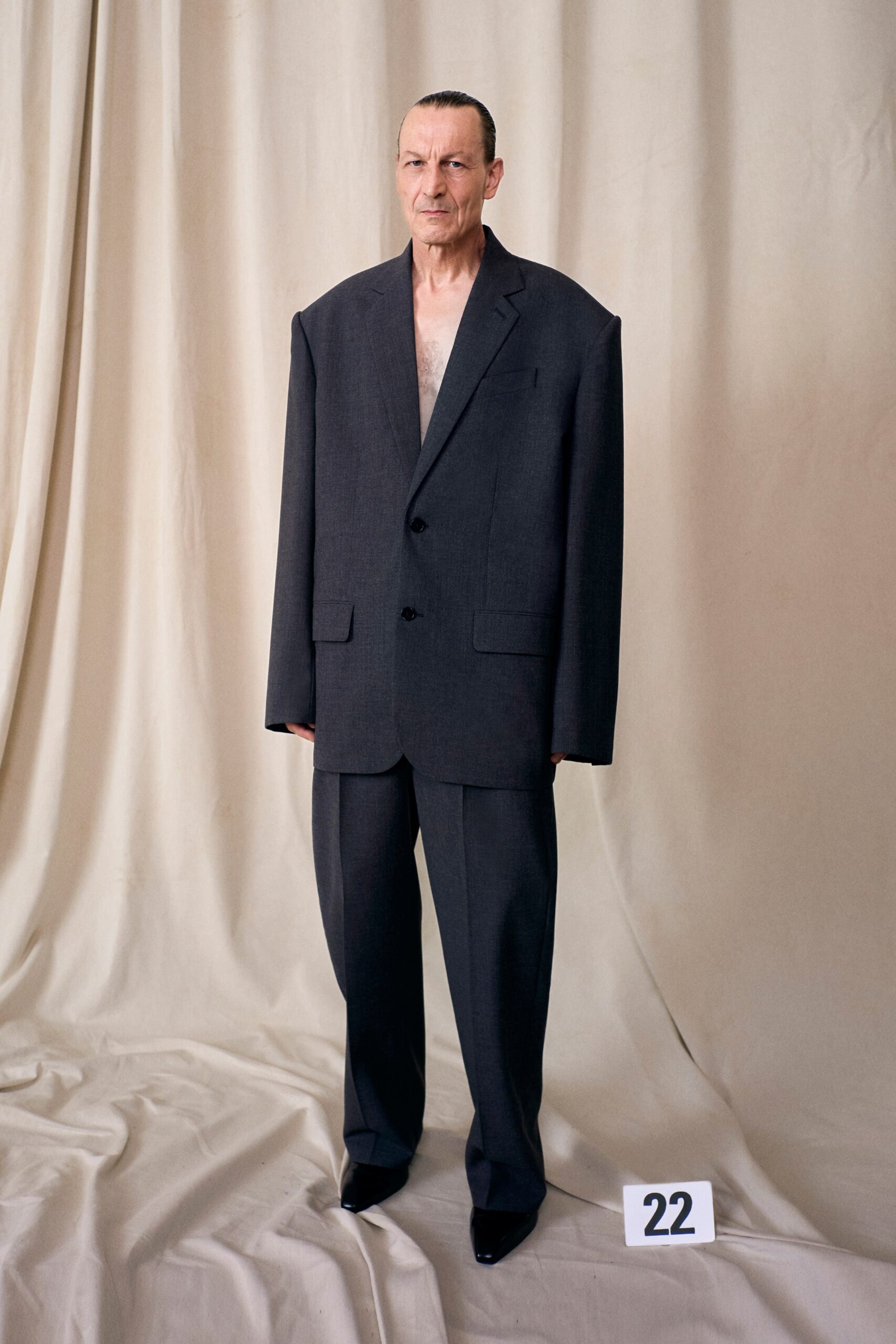 oversized gray wool suit
