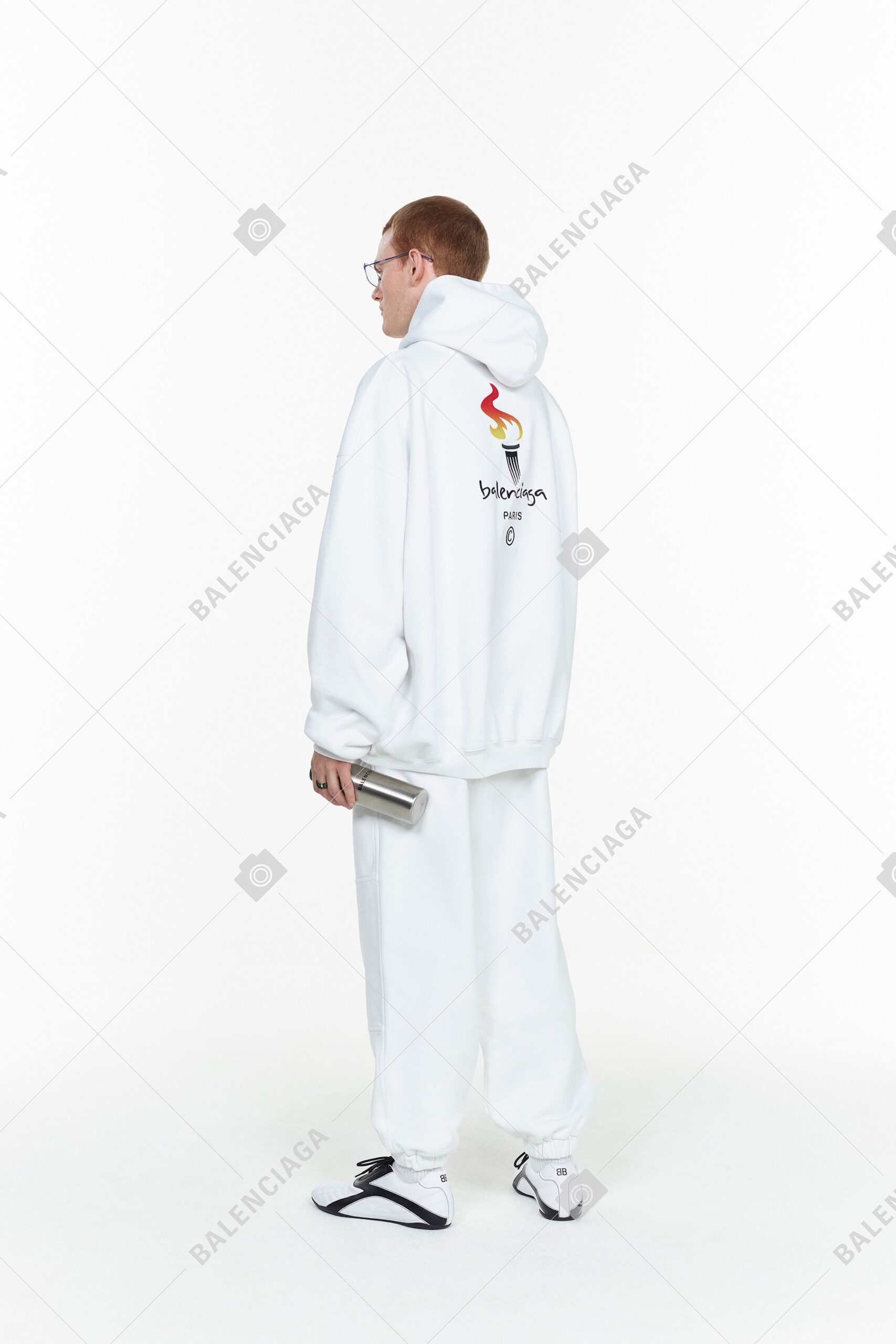 white oversized hoodie and pants