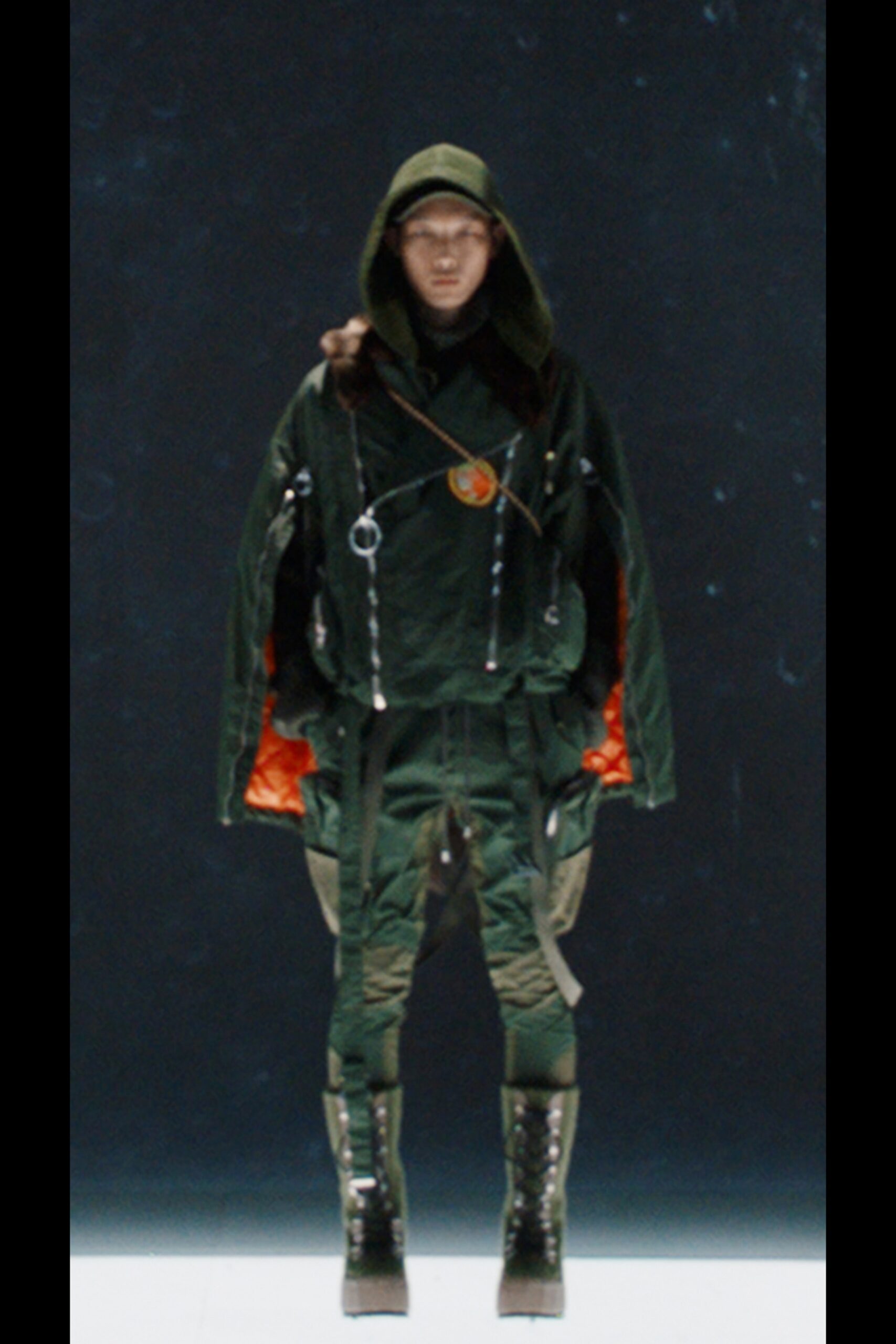 green relaxed jacket with cargo pants